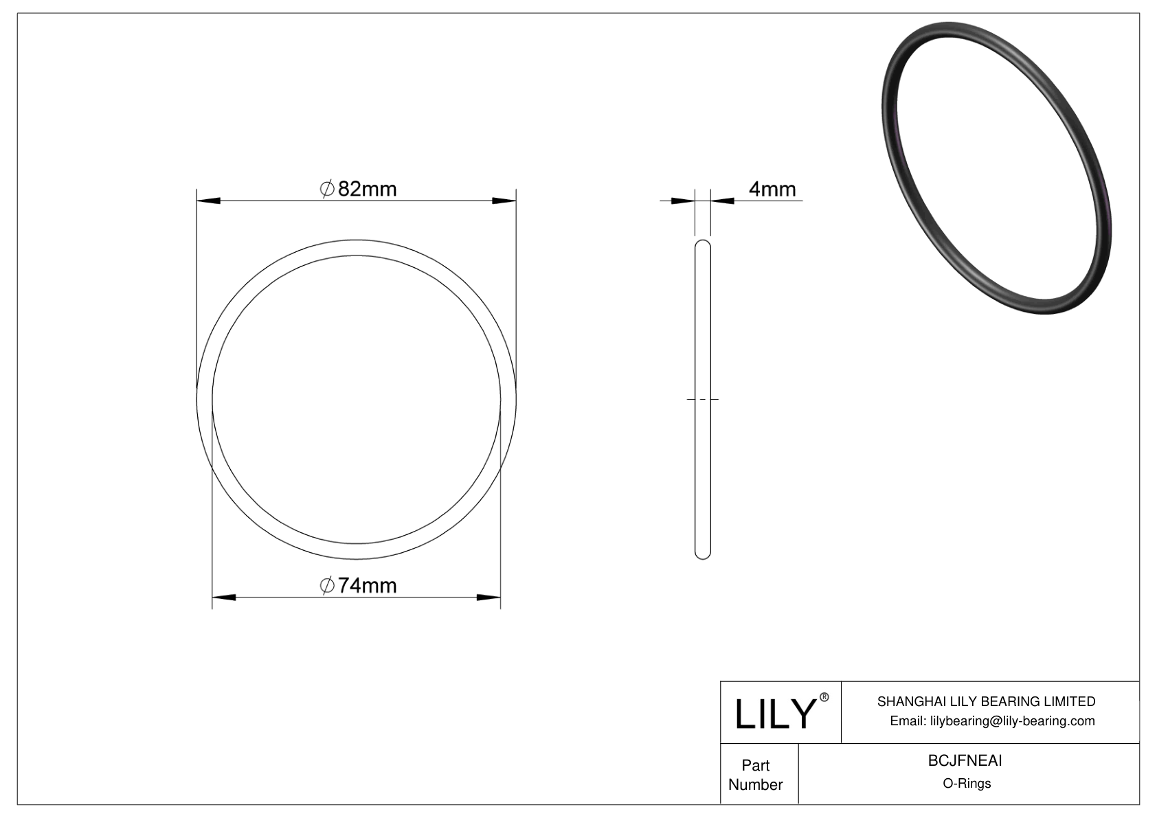 BCJFNEAI Chemical Resistant O-rings Round cad drawing