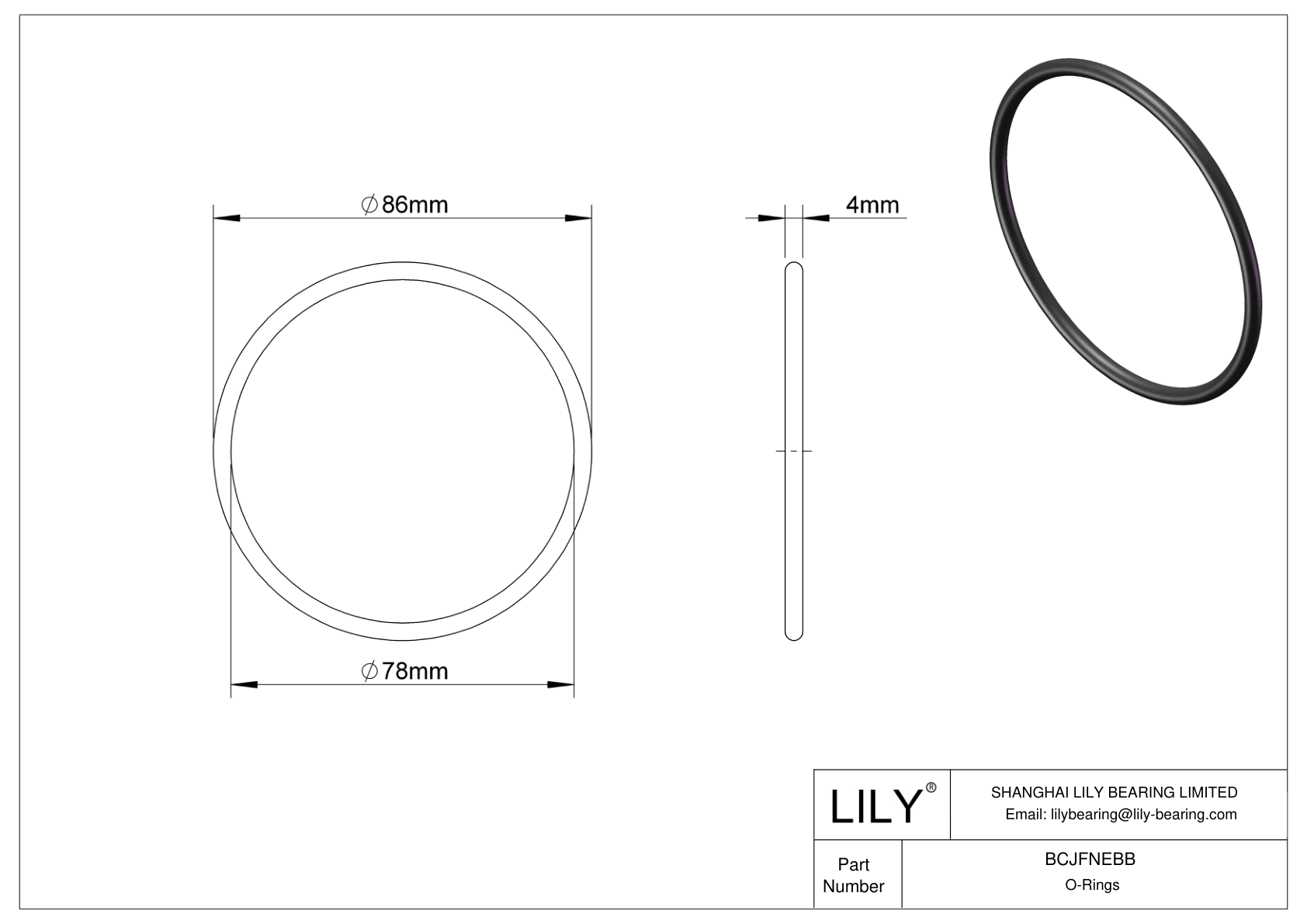 BCJFNEBB Chemical Resistant O-rings Round cad drawing