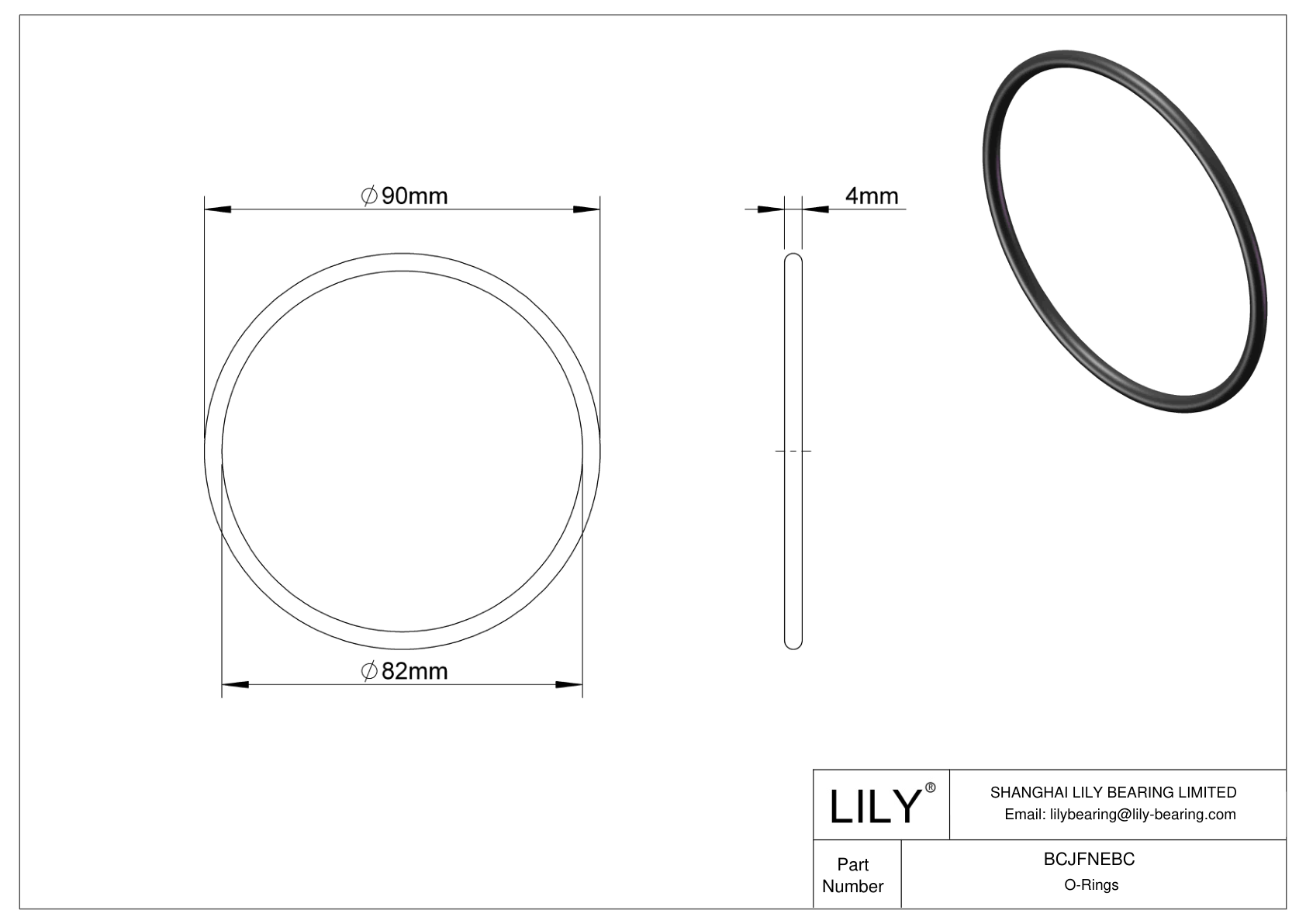 BCJFNEBC Chemical Resistant O-rings Round cad drawing