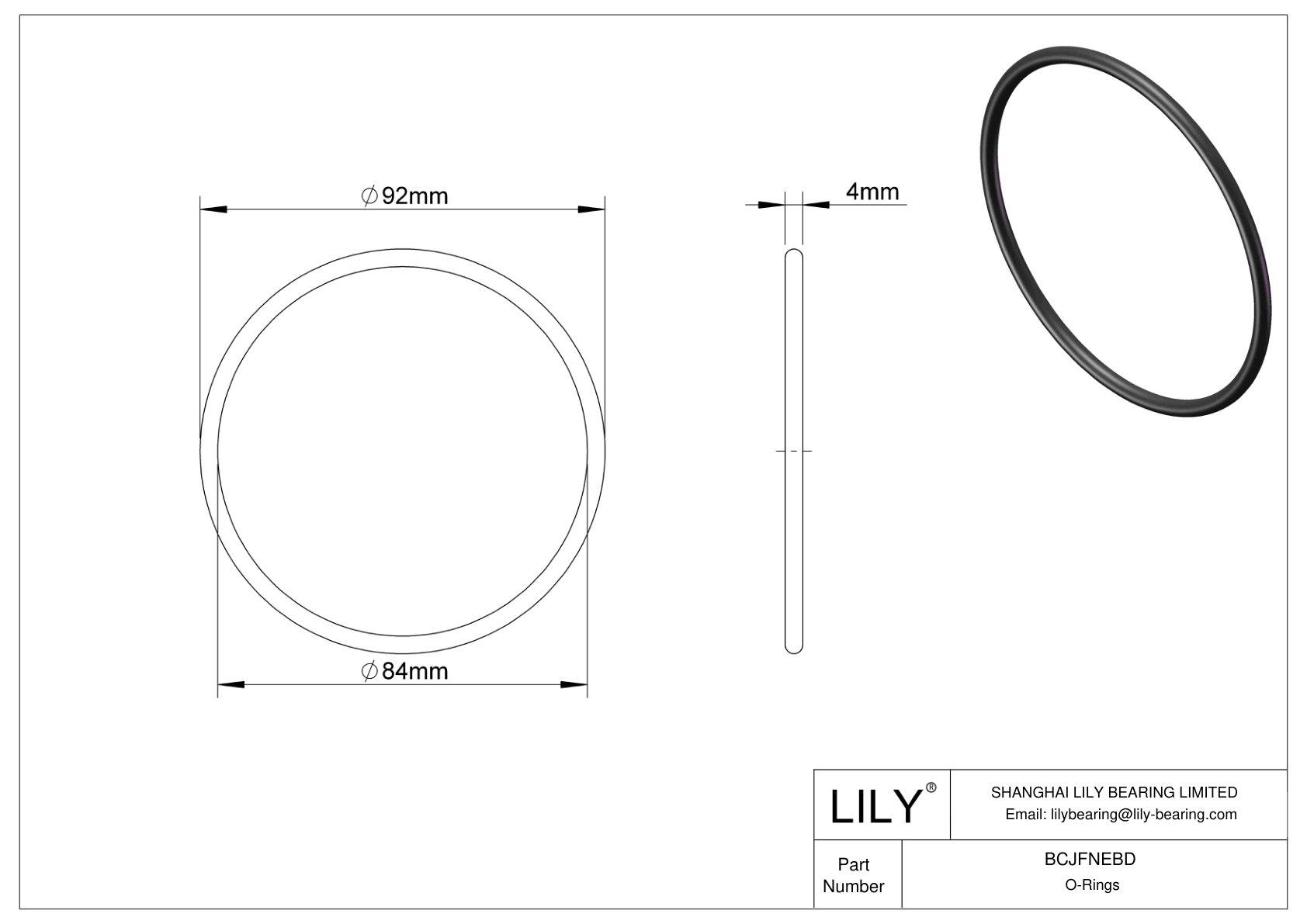 BCJFNEBD Chemical Resistant O-rings Round cad drawing