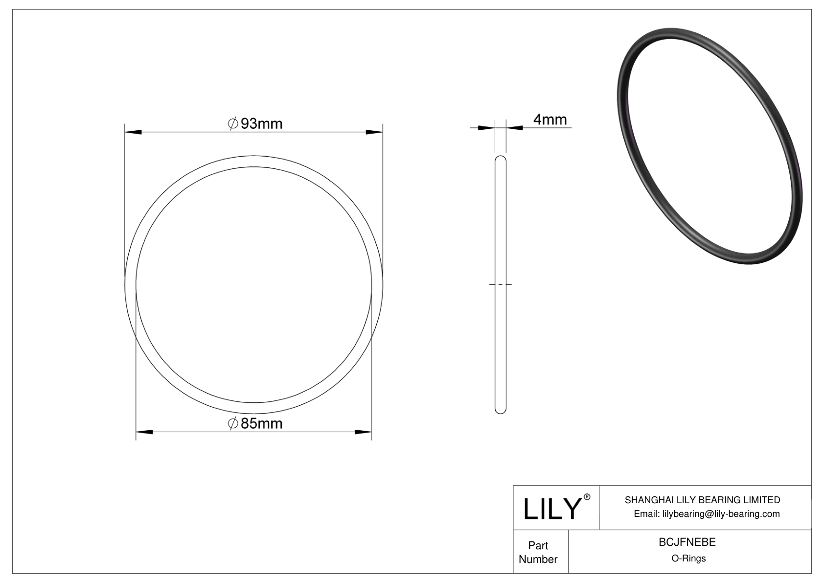 BCJFNEBE Chemical Resistant O-rings Round cad drawing