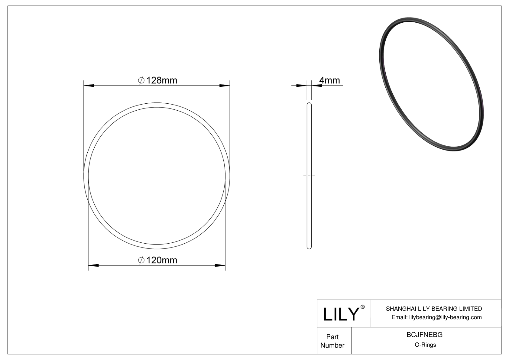 BCJFNEBG Chemical Resistant O-rings Round cad drawing