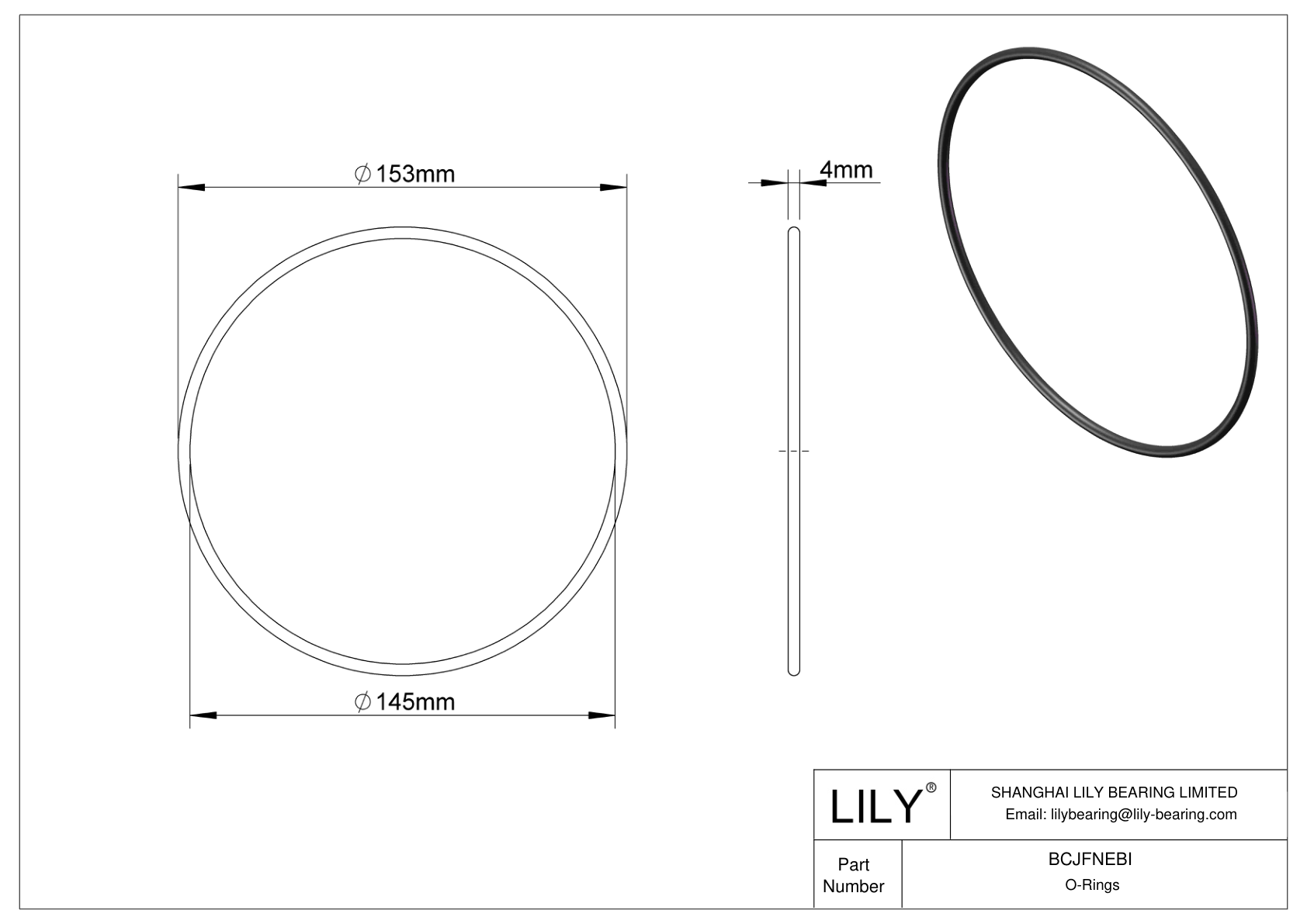 BCJFNEBI Chemical Resistant O-rings Round cad drawing