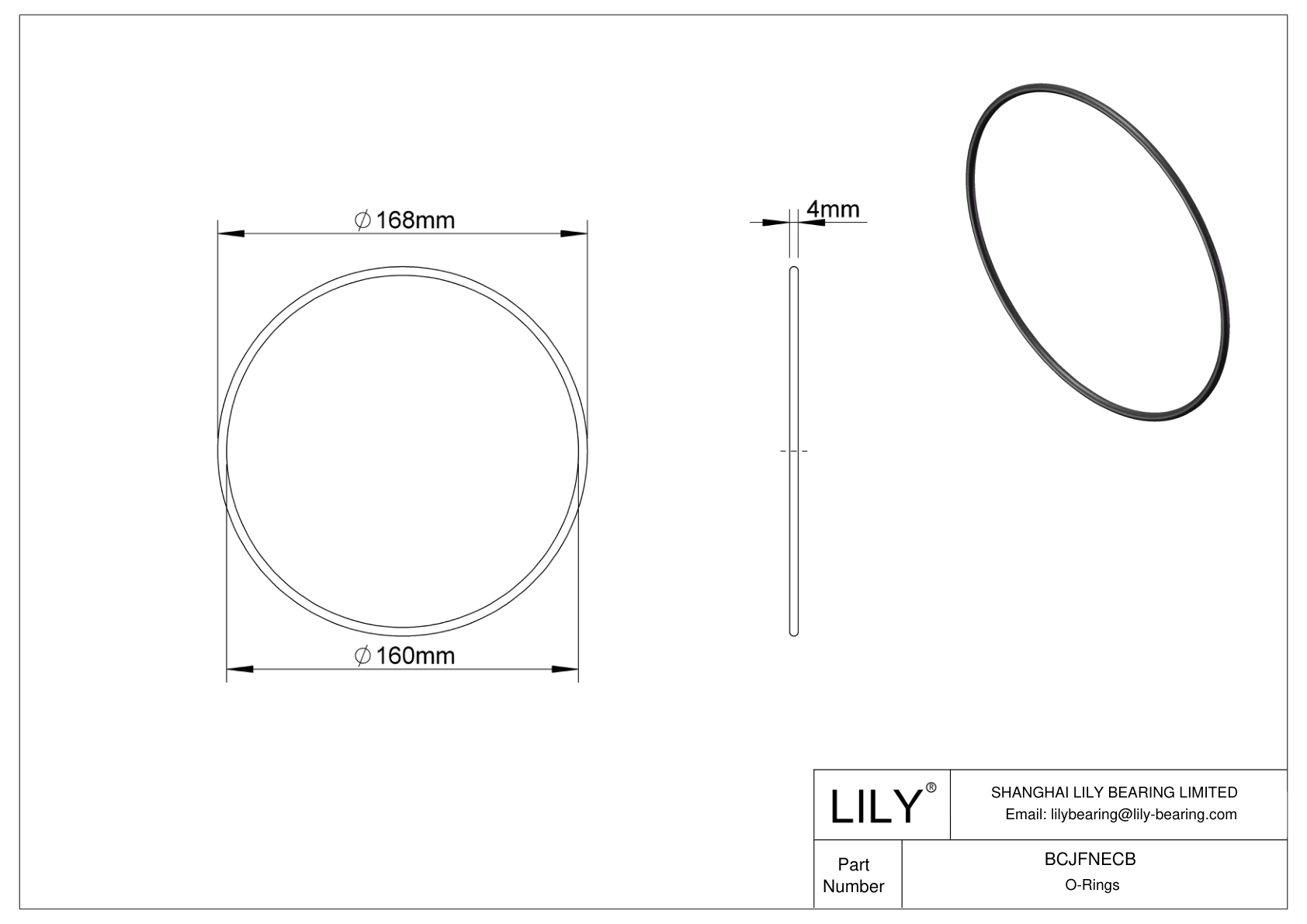 BCJFNECB Chemical Resistant O-rings Round cad drawing