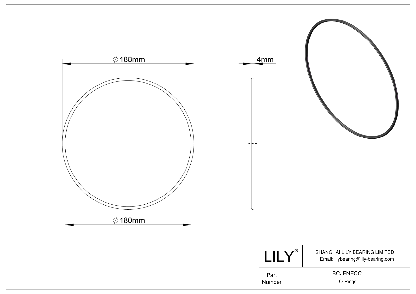 BCJFNECC Chemical Resistant O-rings Round cad drawing