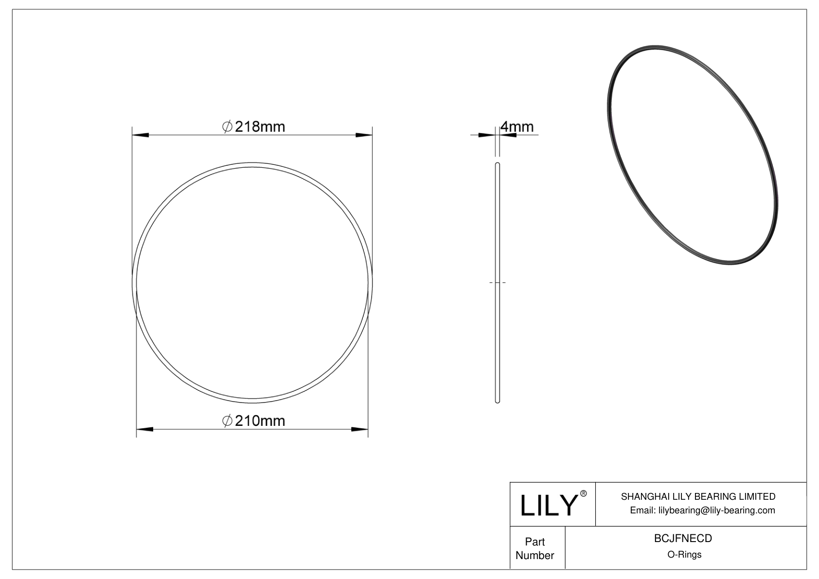 BCJFNECD Chemical Resistant O-rings Round cad drawing