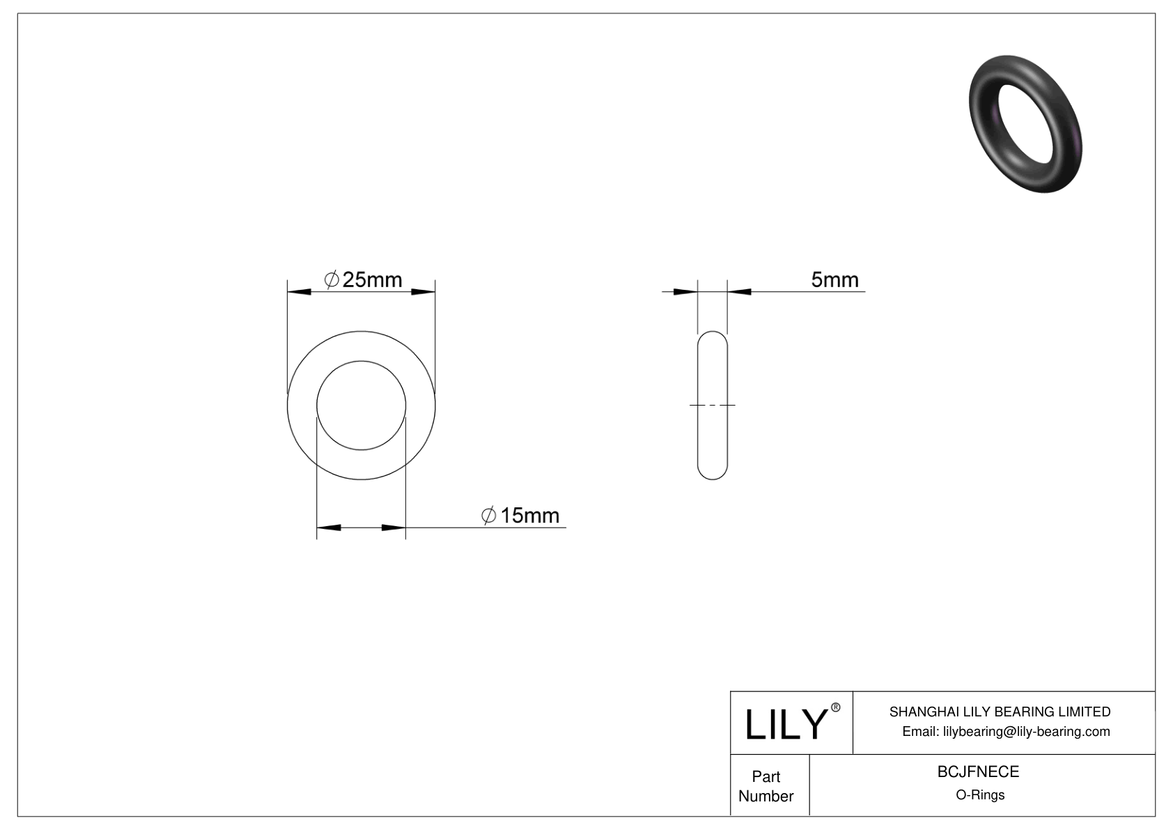 BCJFNECE Chemical Resistant O-rings Round cad drawing