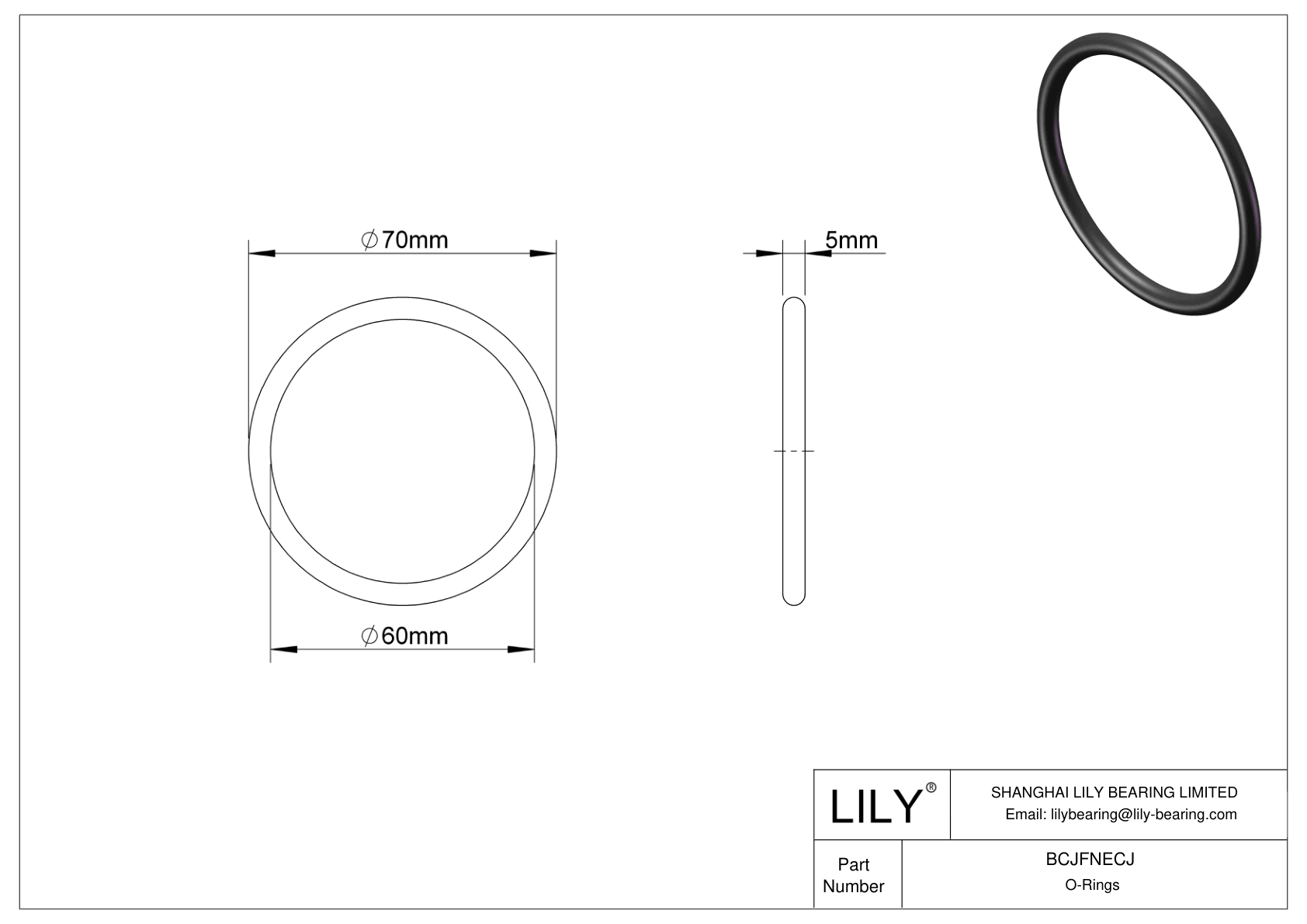 BCJFNECJ Chemical Resistant O-rings Round cad drawing