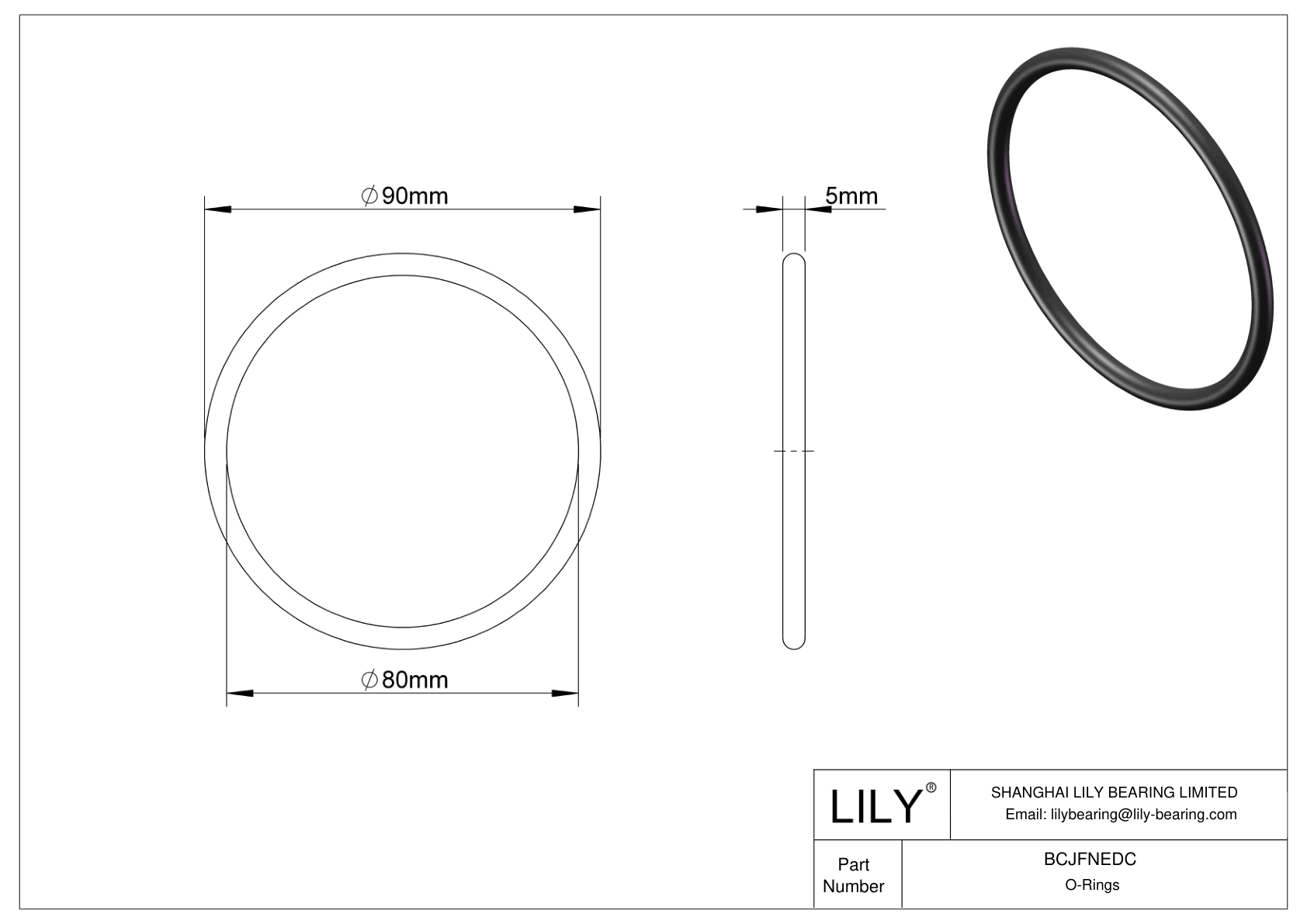 BCJFNEDC Chemical Resistant O-rings Round cad drawing