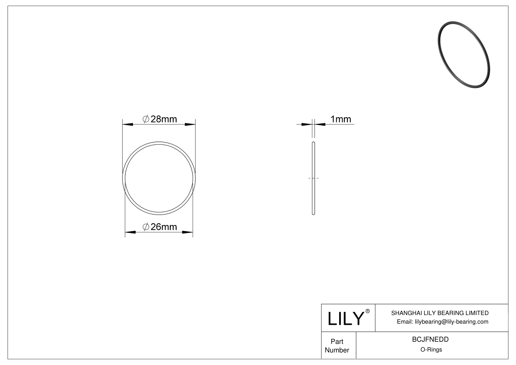 BCJFNEDD Chemical Resistant O-rings Round cad drawing