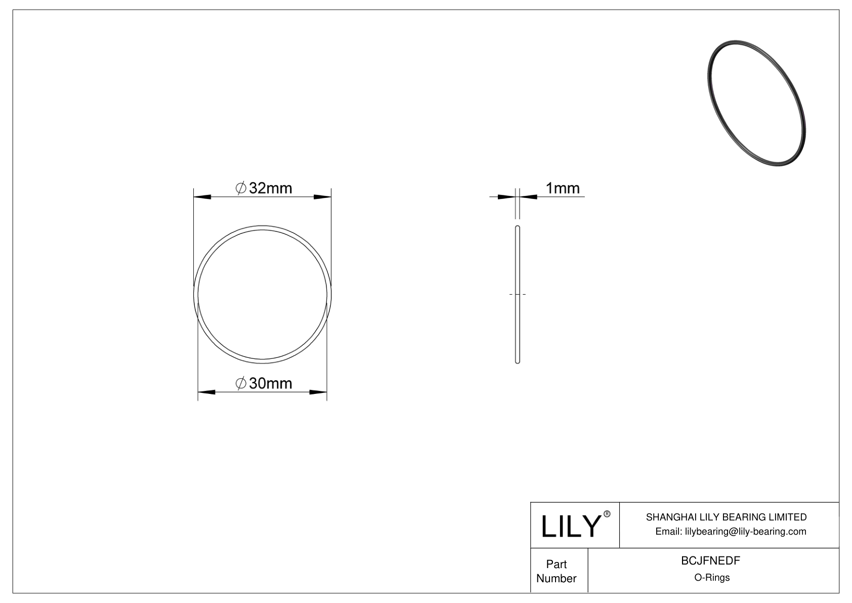 BCJFNEDF Chemical Resistant O-rings Round cad drawing