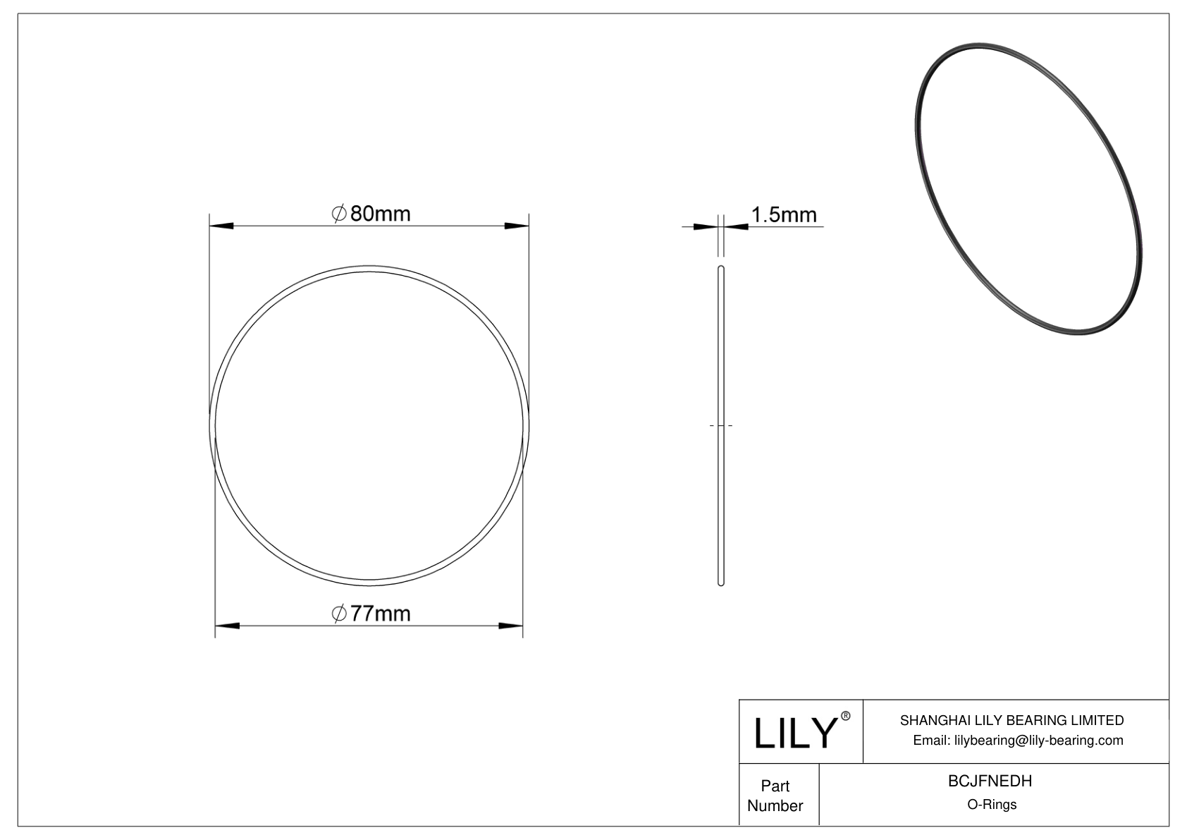 BCJFNEDH Chemical Resistant O-rings Round cad drawing