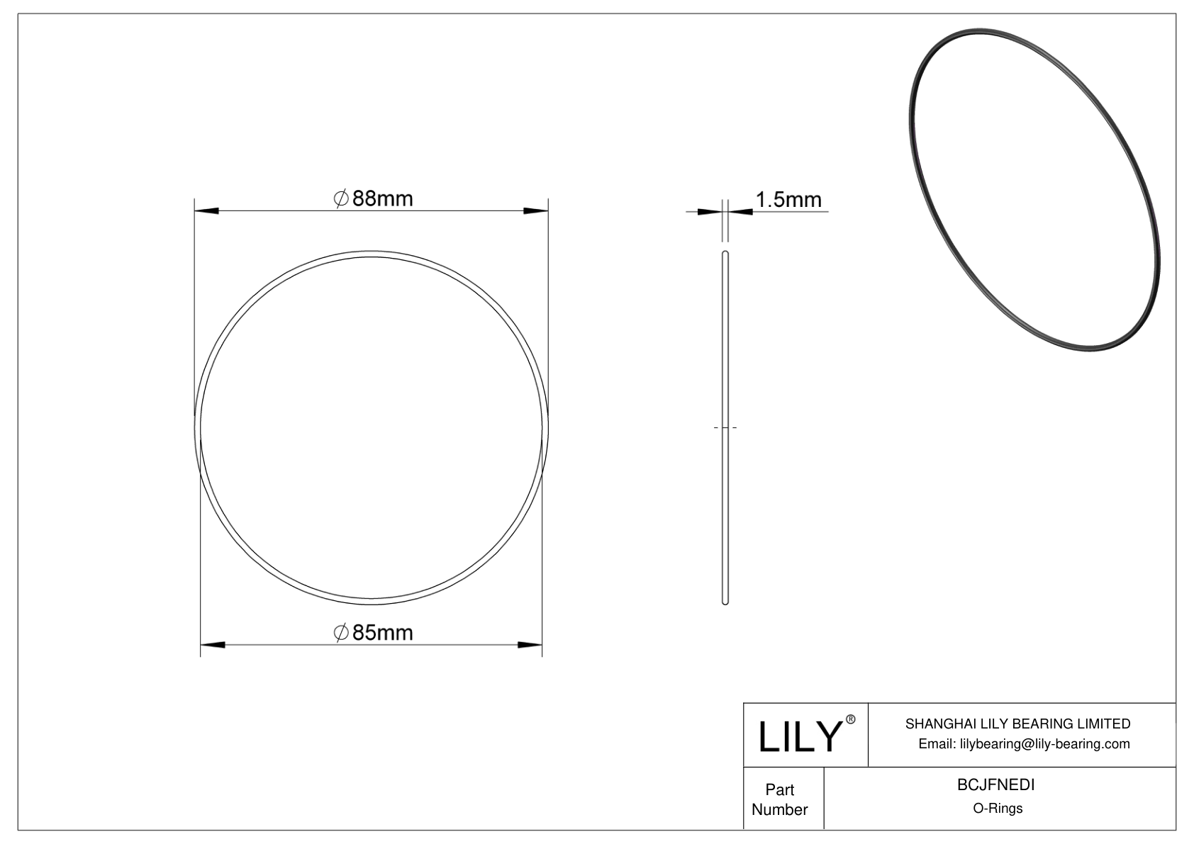 BCJFNEDI Chemical Resistant O-rings Round cad drawing