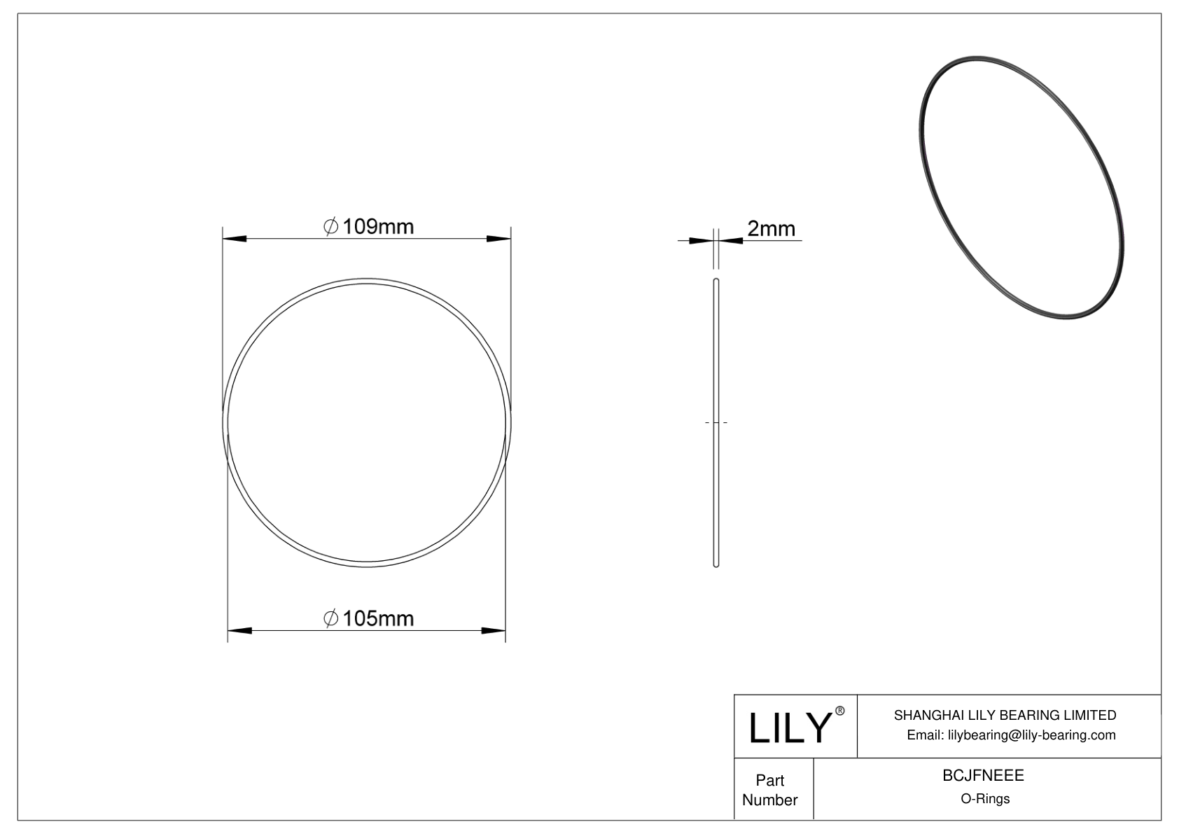 BCJFNEEE Chemical Resistant O-rings Round cad drawing