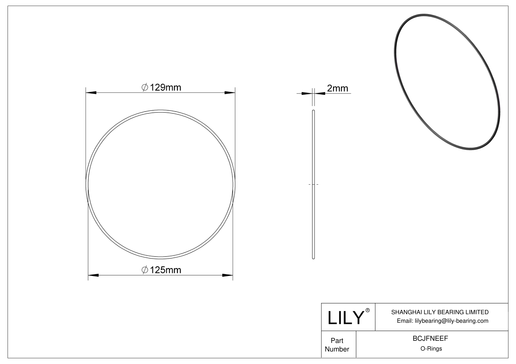 BCJFNEEF Chemical Resistant O-rings Round cad drawing