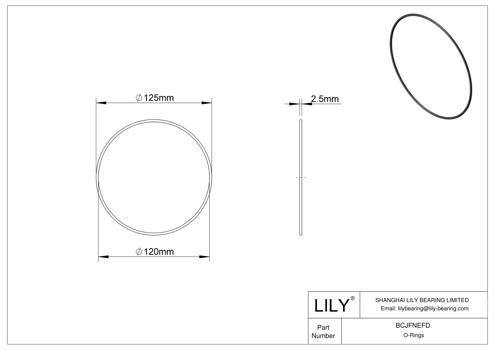 BCJFNEFD Chemical Resistant O-rings Round cad drawing