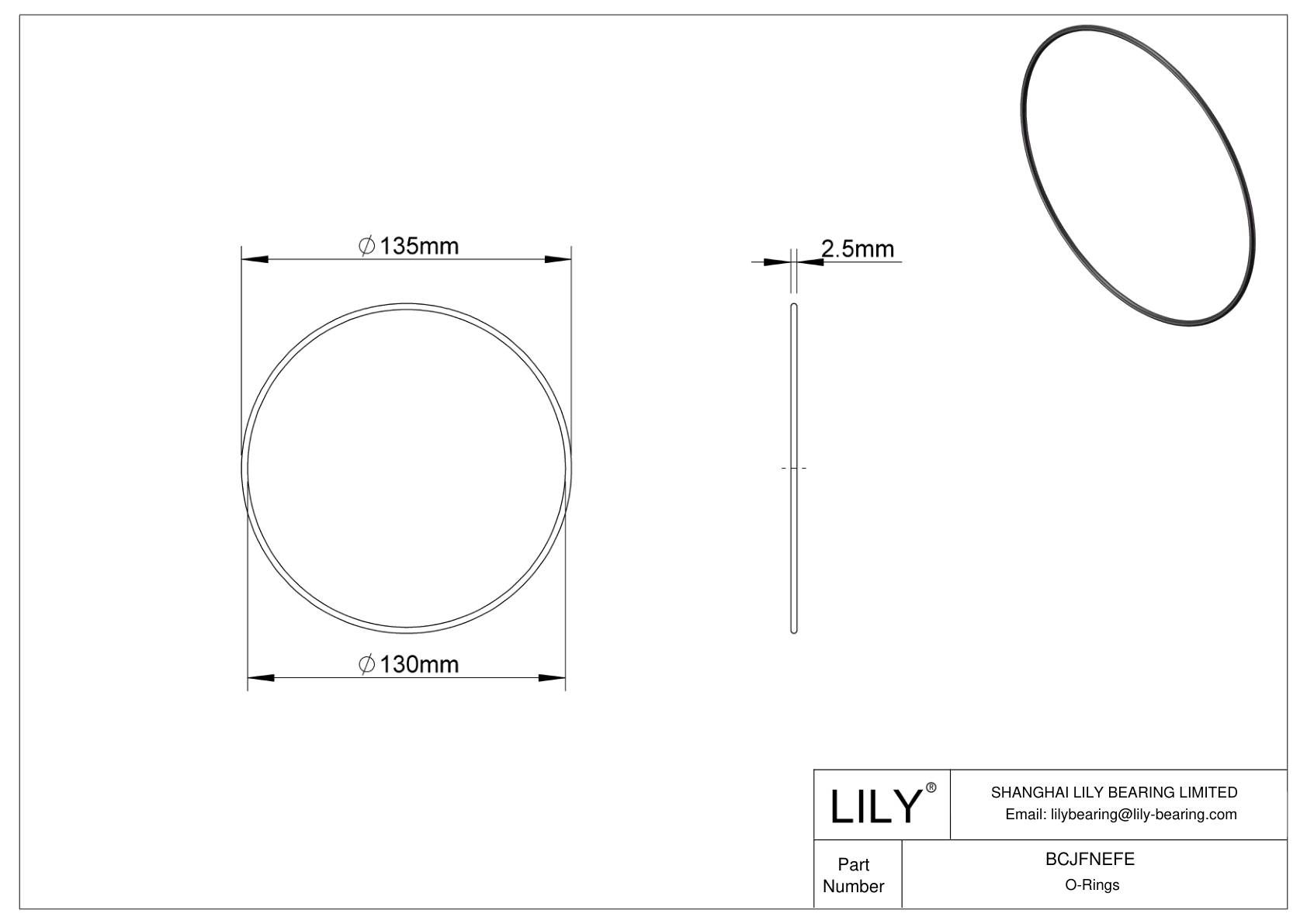 BCJFNEFE Chemical Resistant O-rings Round cad drawing