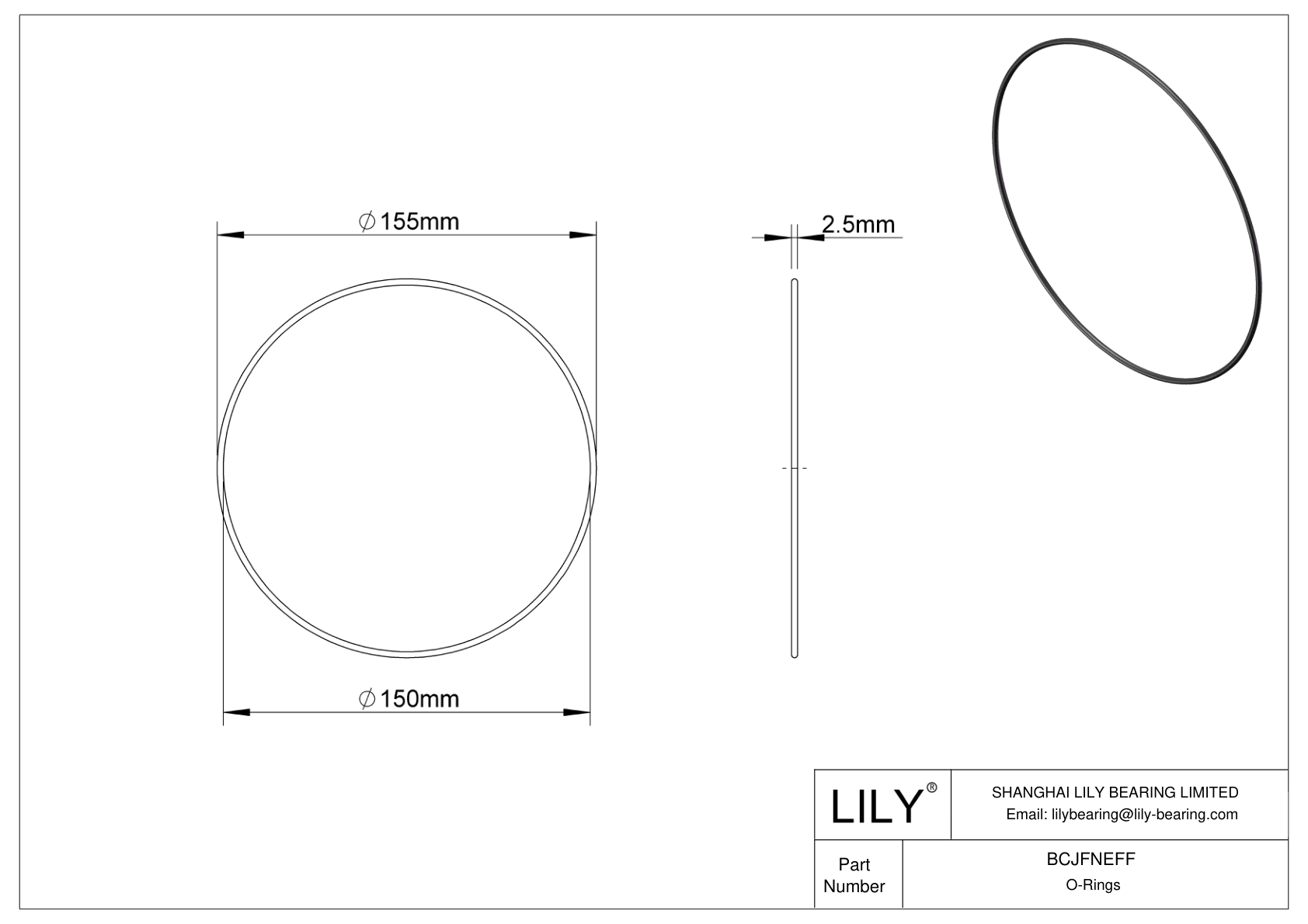 BCJFNEFF Chemical Resistant O-rings Round cad drawing