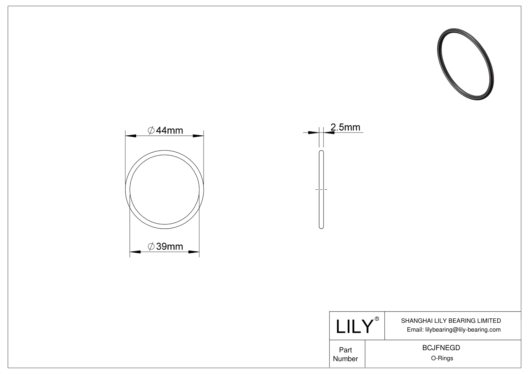 BCJFNEGD Chemical Resistant O-rings Round cad drawing