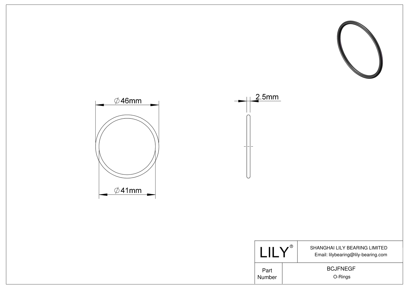 BCJFNEGF Chemical Resistant O-rings Round cad drawing