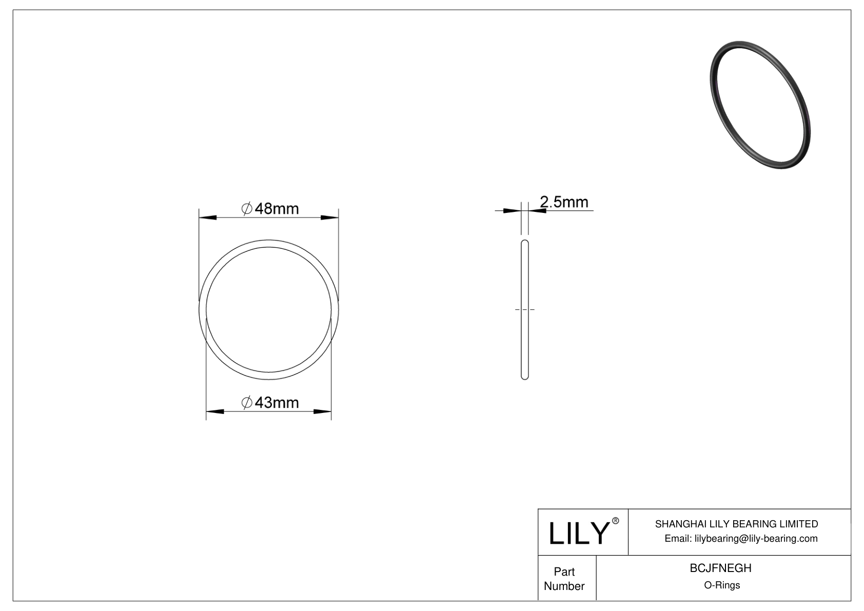 BCJFNEGH Chemical Resistant O-rings Round cad drawing