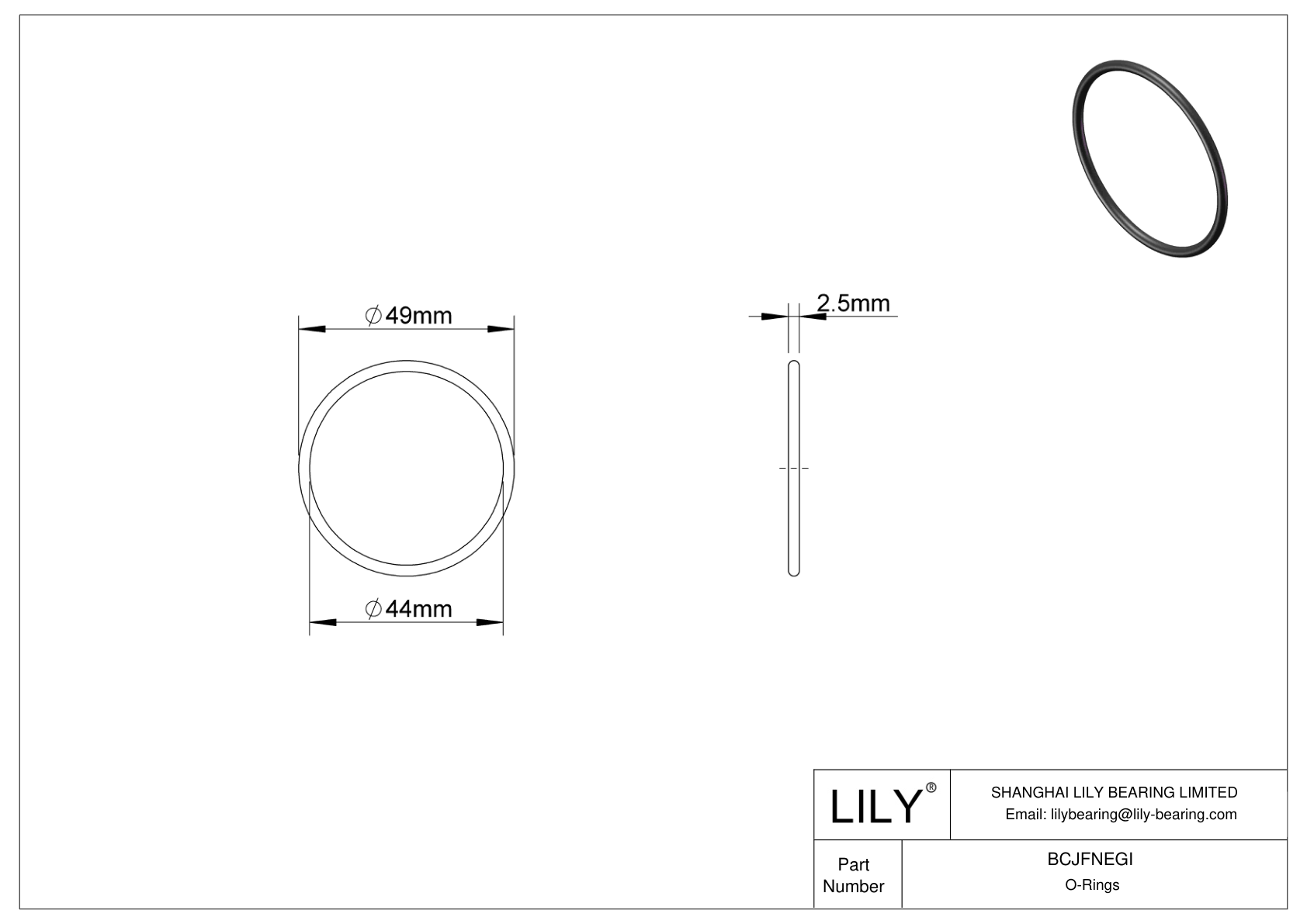 BCJFNEGI Chemical Resistant O-rings Round cad drawing