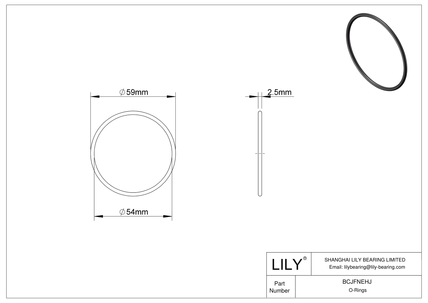 BCJFNEHJ Chemical Resistant O-rings Round cad drawing