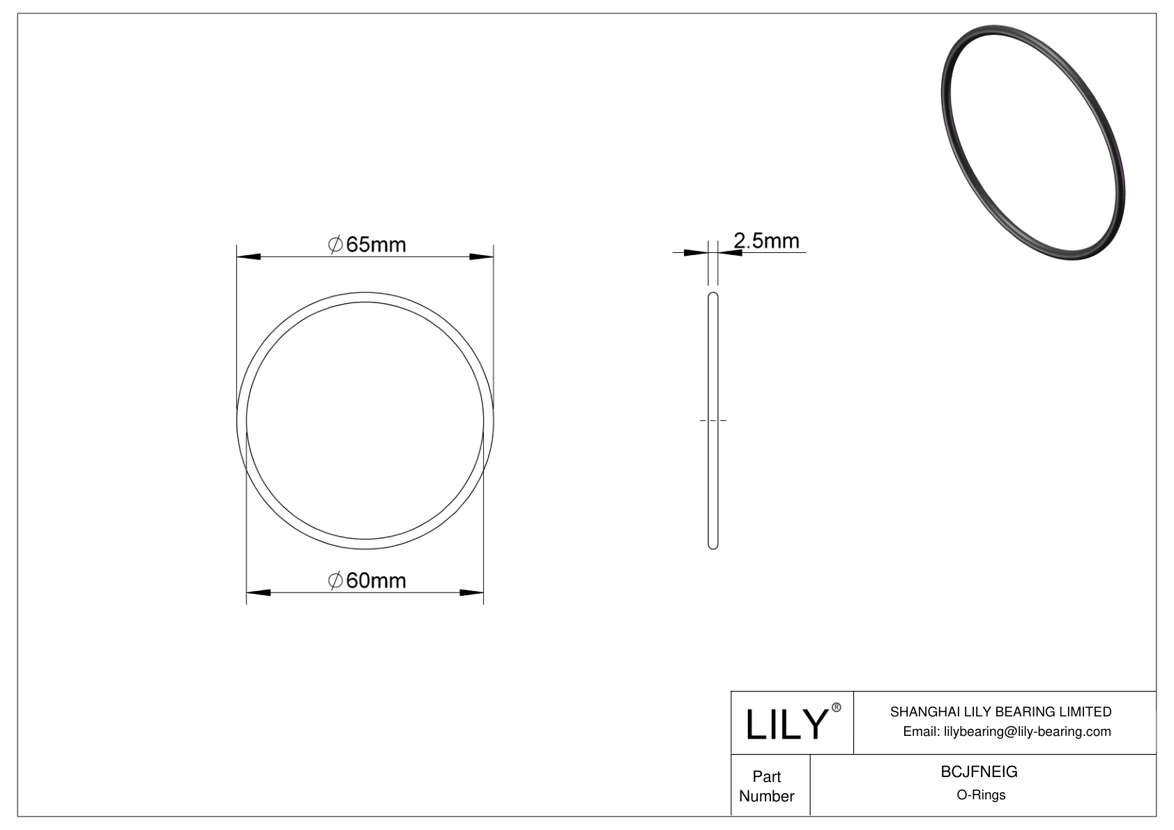 BCJFNEIG Chemical Resistant O-rings Round cad drawing