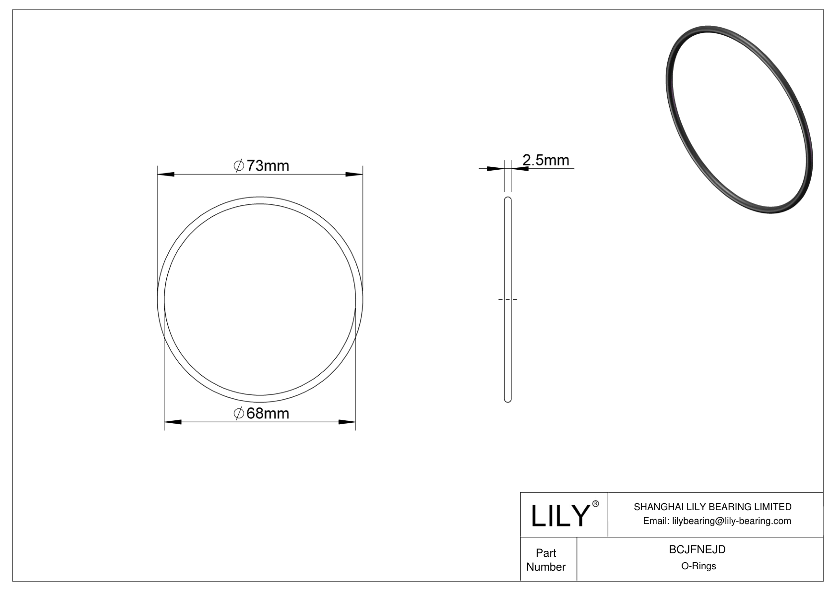 BCJFNEJD Chemical Resistant O-rings Round cad drawing