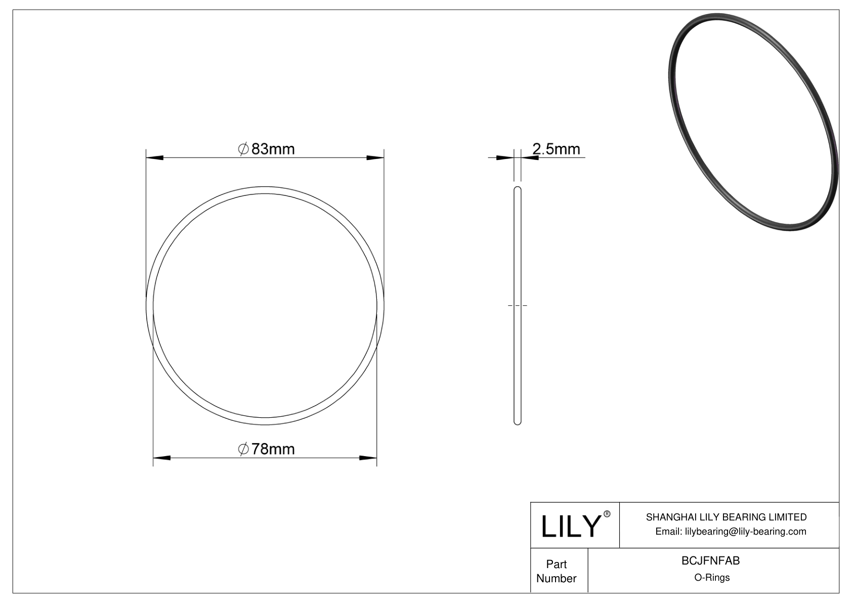 BCJFNFAB Chemical Resistant O-rings Round cad drawing