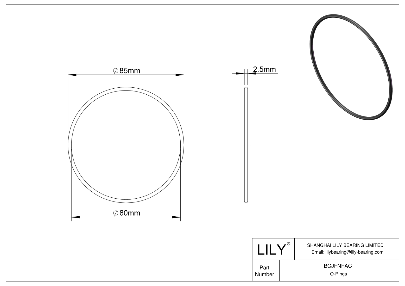 BCJFNFAC Chemical Resistant O-rings Round cad drawing