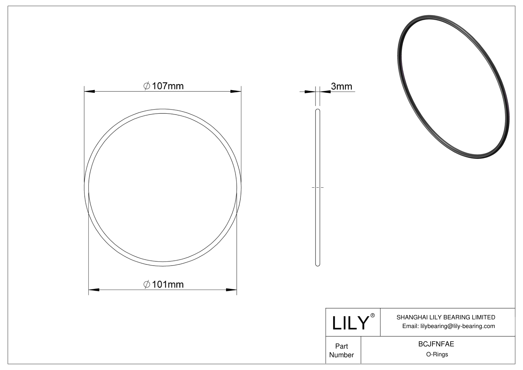 BCJFNFAE Chemical Resistant O-rings Round cad drawing