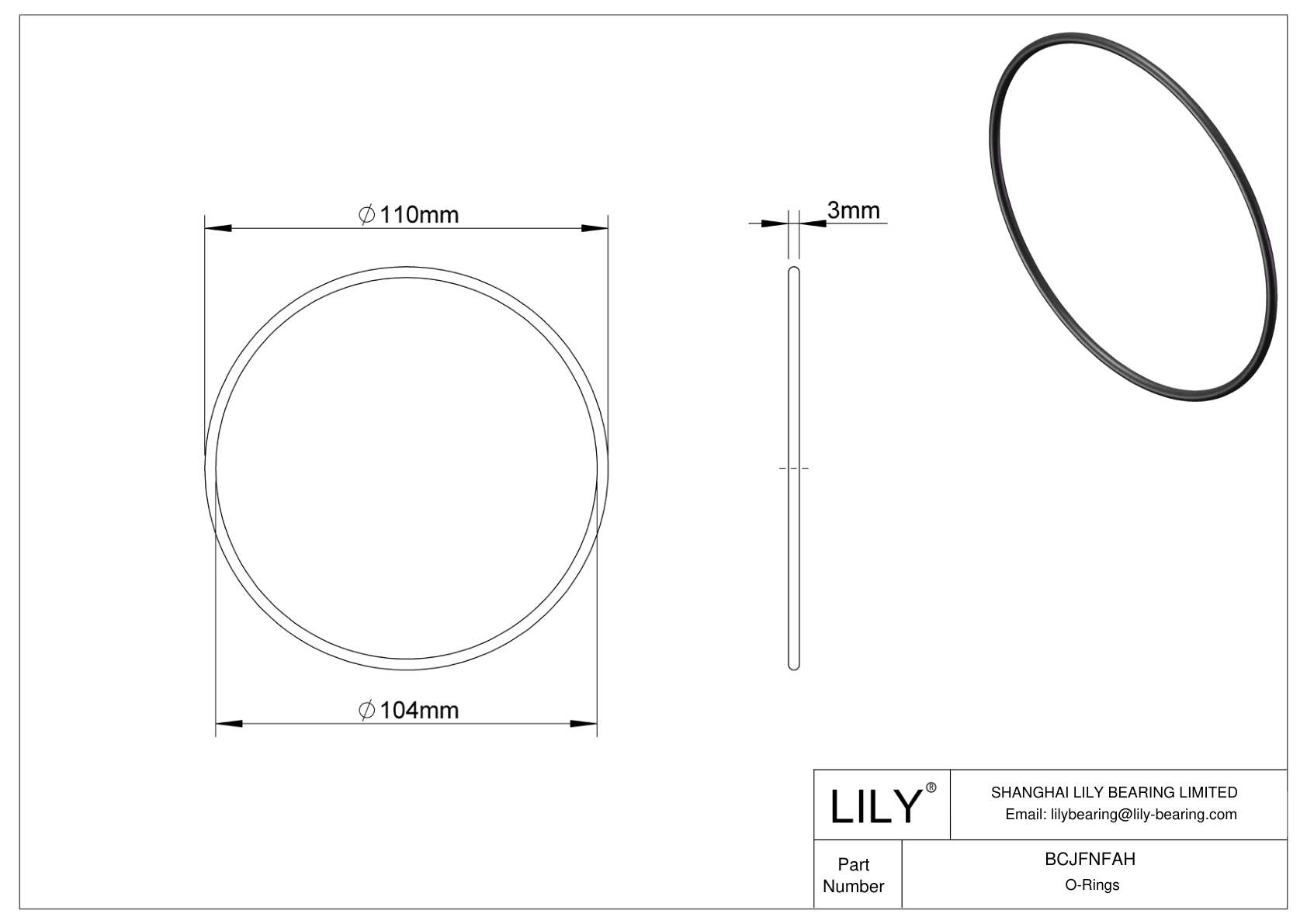 BCJFNFAH Chemical Resistant O-rings Round cad drawing