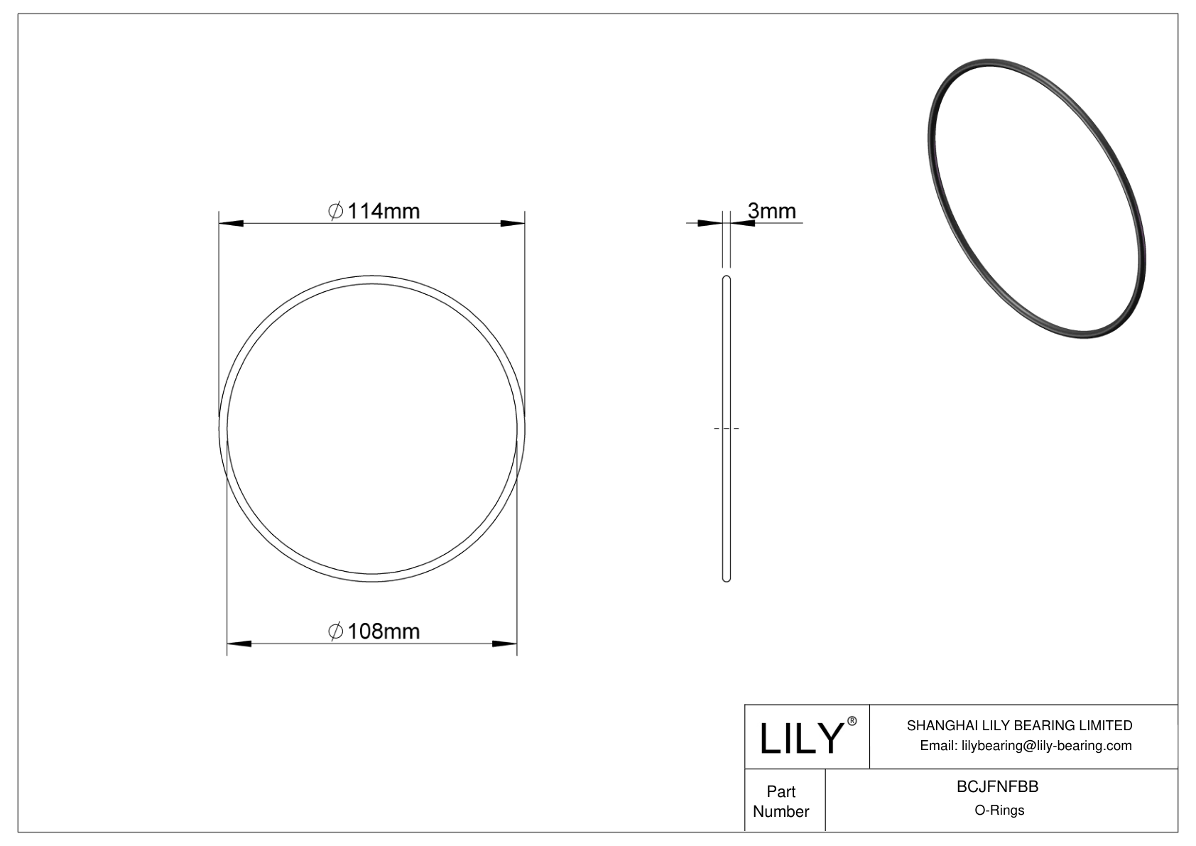 BCJFNFBB Chemical Resistant O-rings Round cad drawing