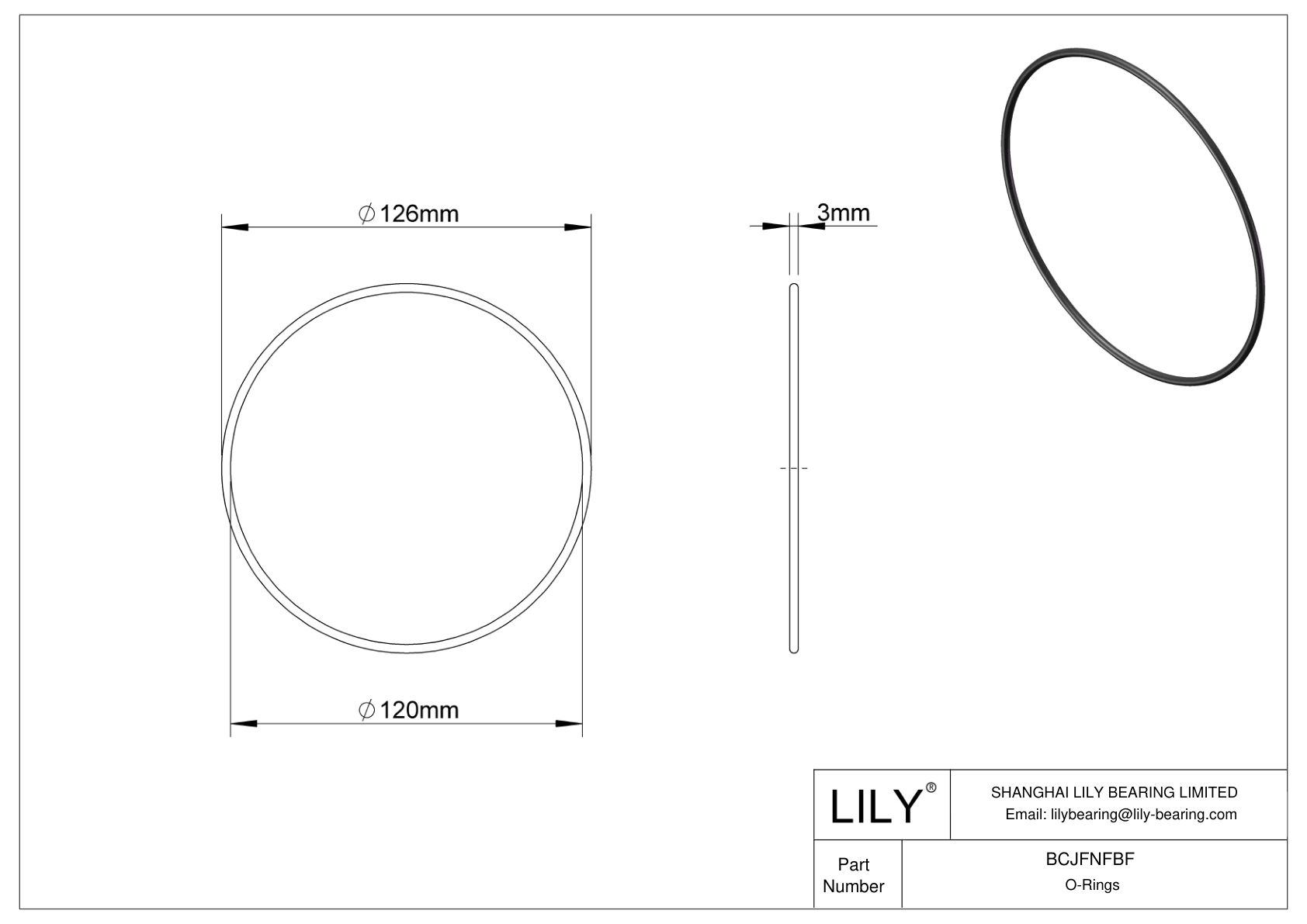 BCJFNFBF Chemical Resistant O-rings Round cad drawing