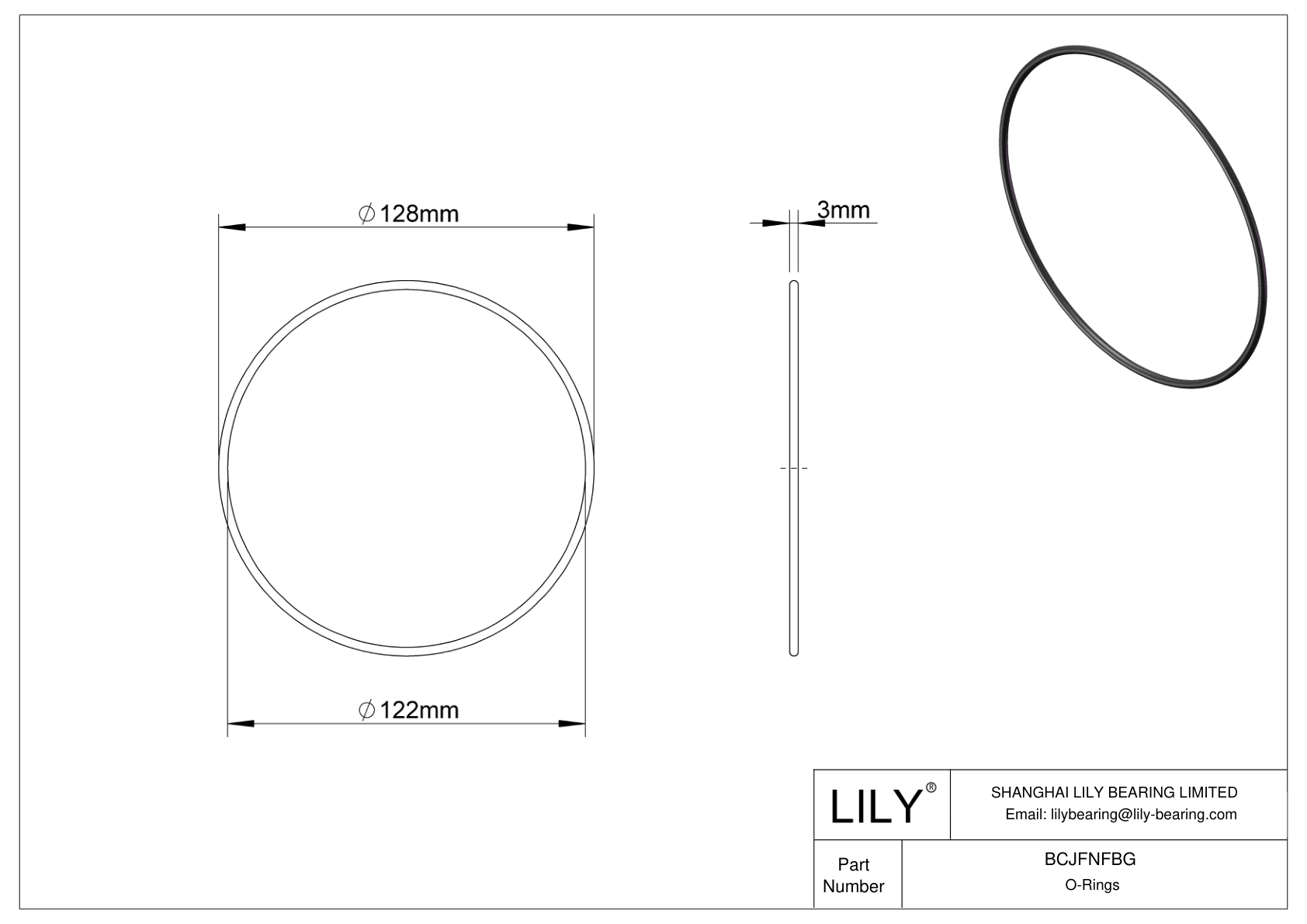 BCJFNFBG Chemical Resistant O-rings Round cad drawing