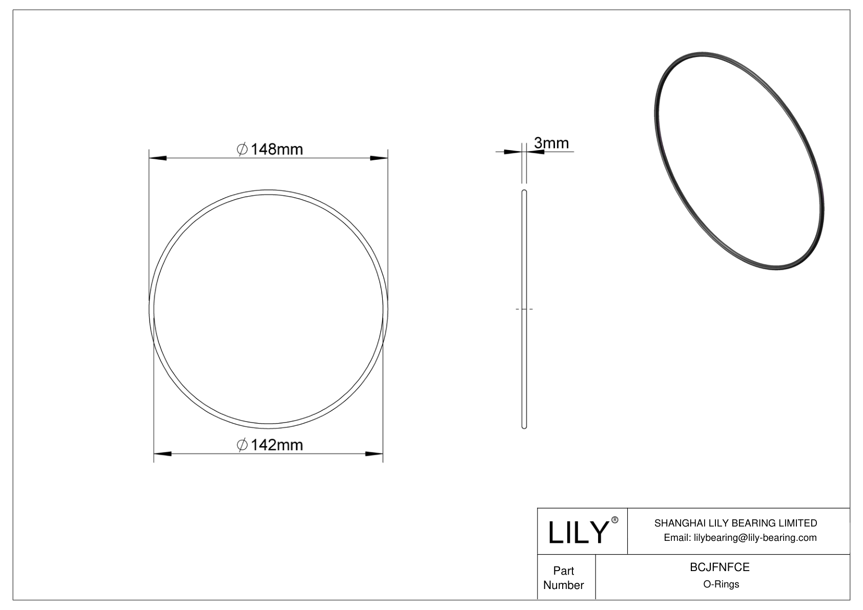 BCJFNFCE Chemical Resistant O-rings Round cad drawing