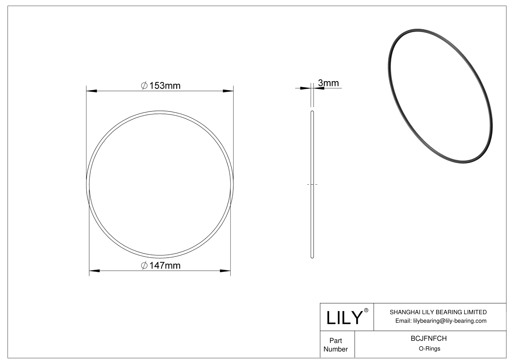 BCJFNFCH Chemical Resistant O-rings Round cad drawing