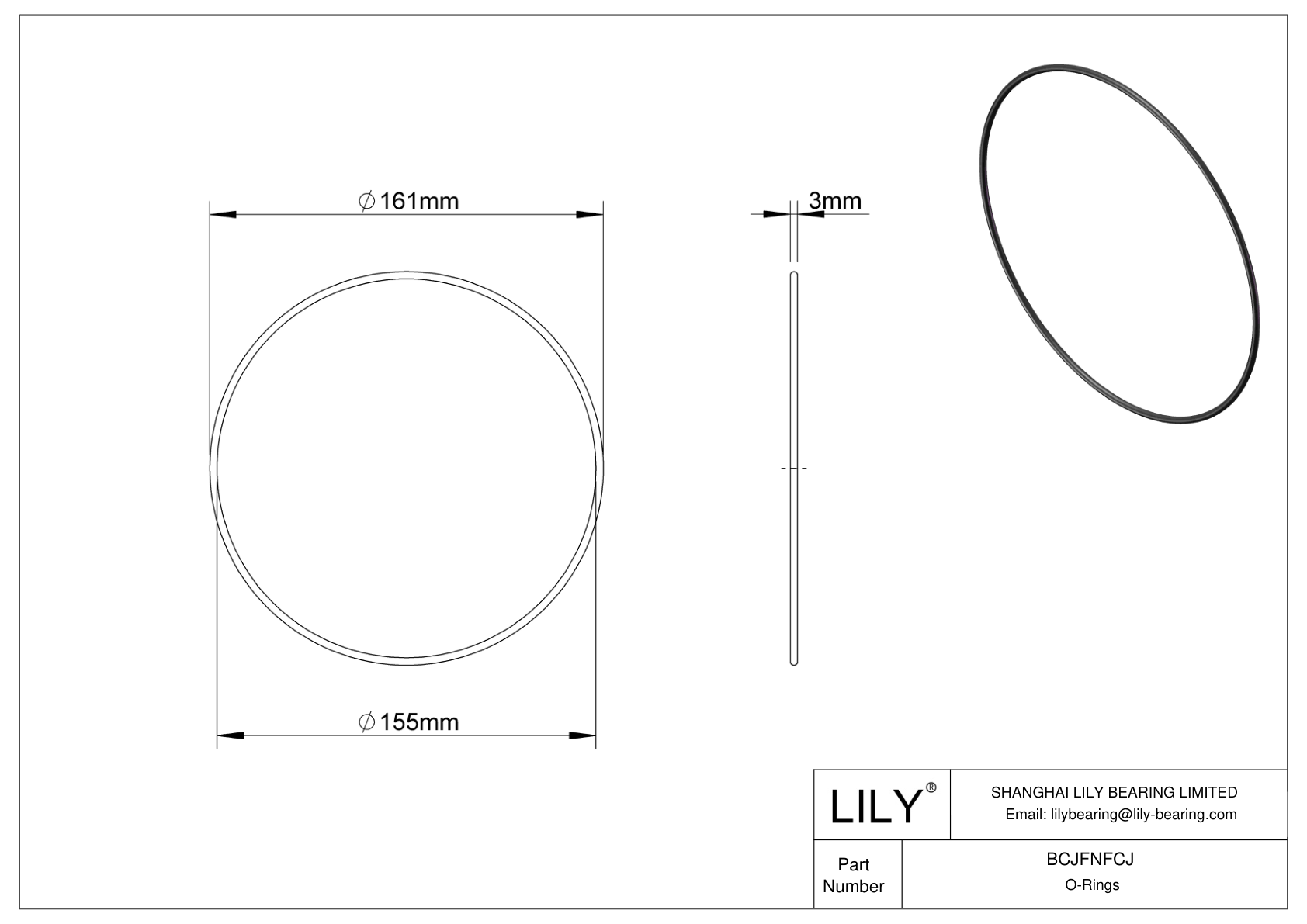 BCJFNFCJ Chemical Resistant O-rings Round cad drawing