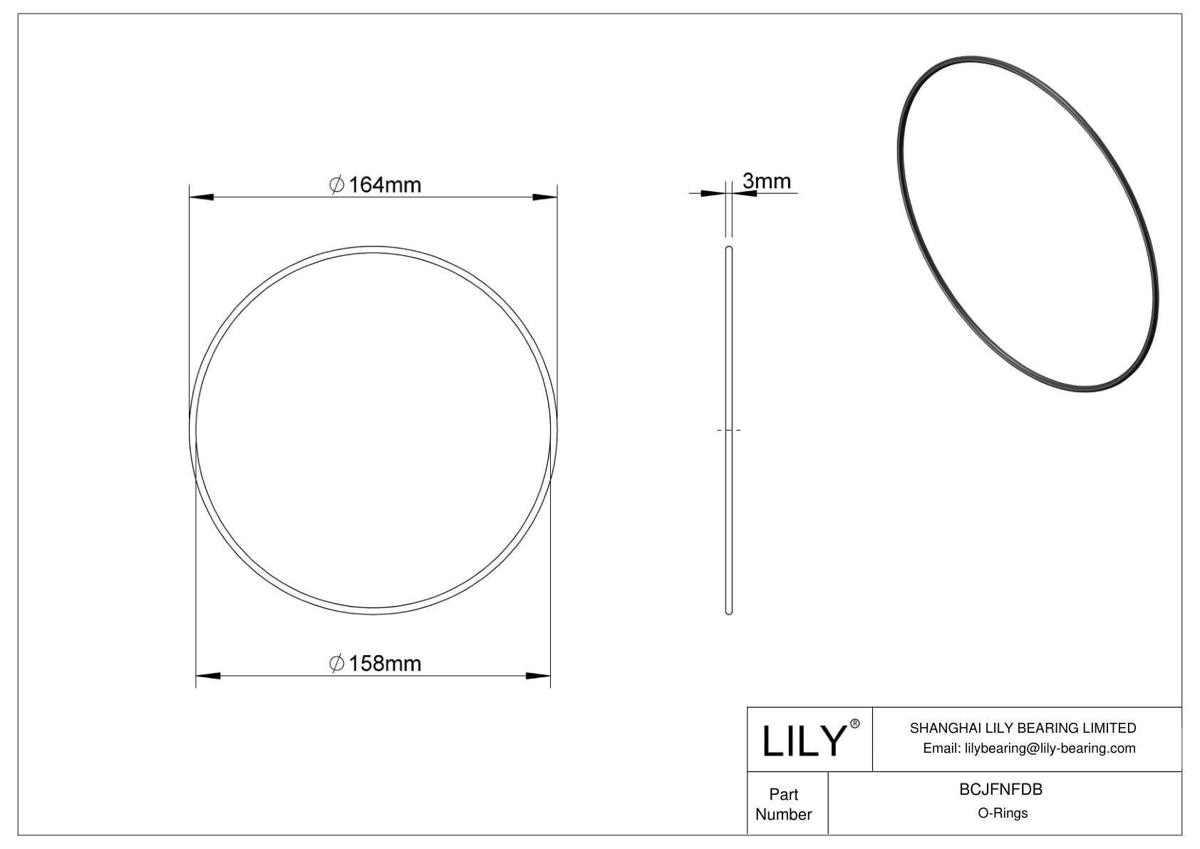 BCJFNFDB Chemical Resistant O-rings Round cad drawing