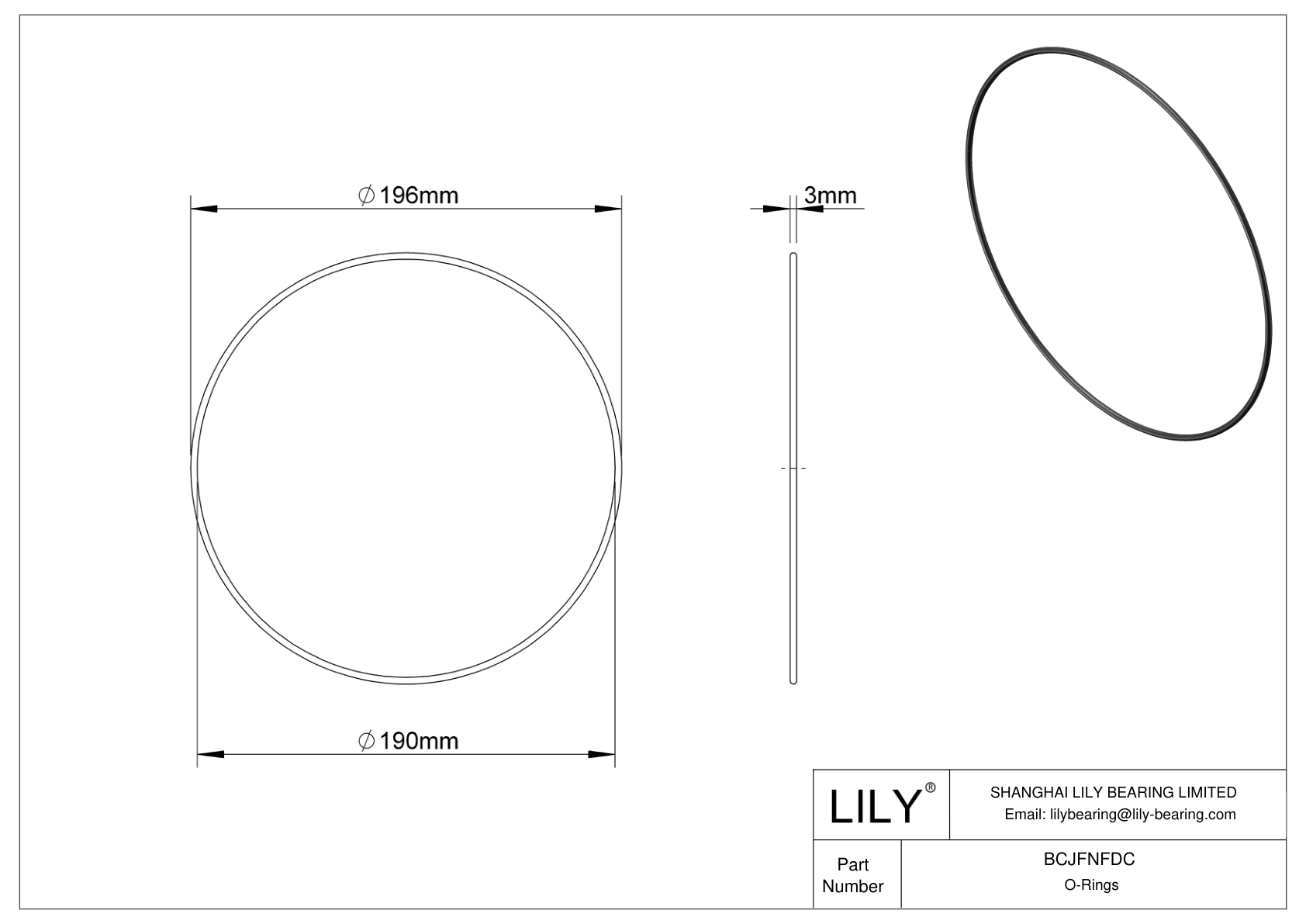 BCJFNFDC Chemical Resistant O-rings Round cad drawing