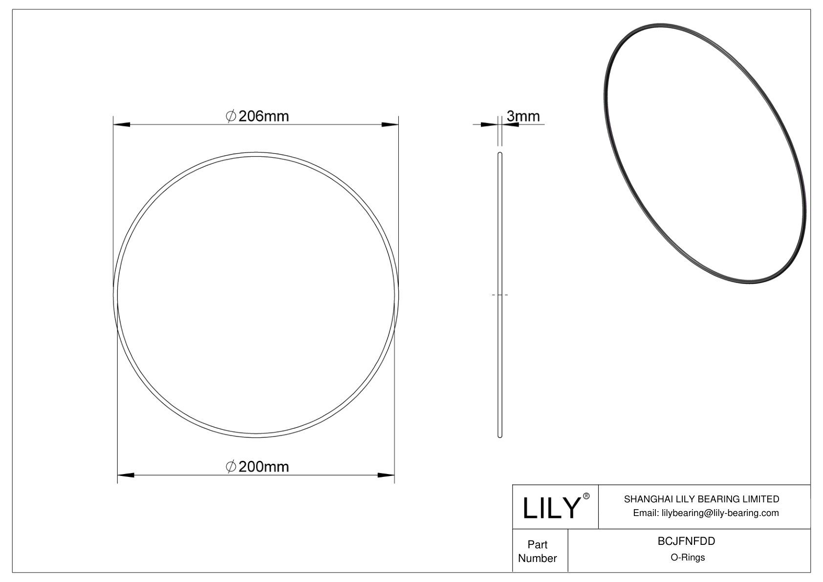 BCJFNFDD Chemical Resistant O-rings Round cad drawing