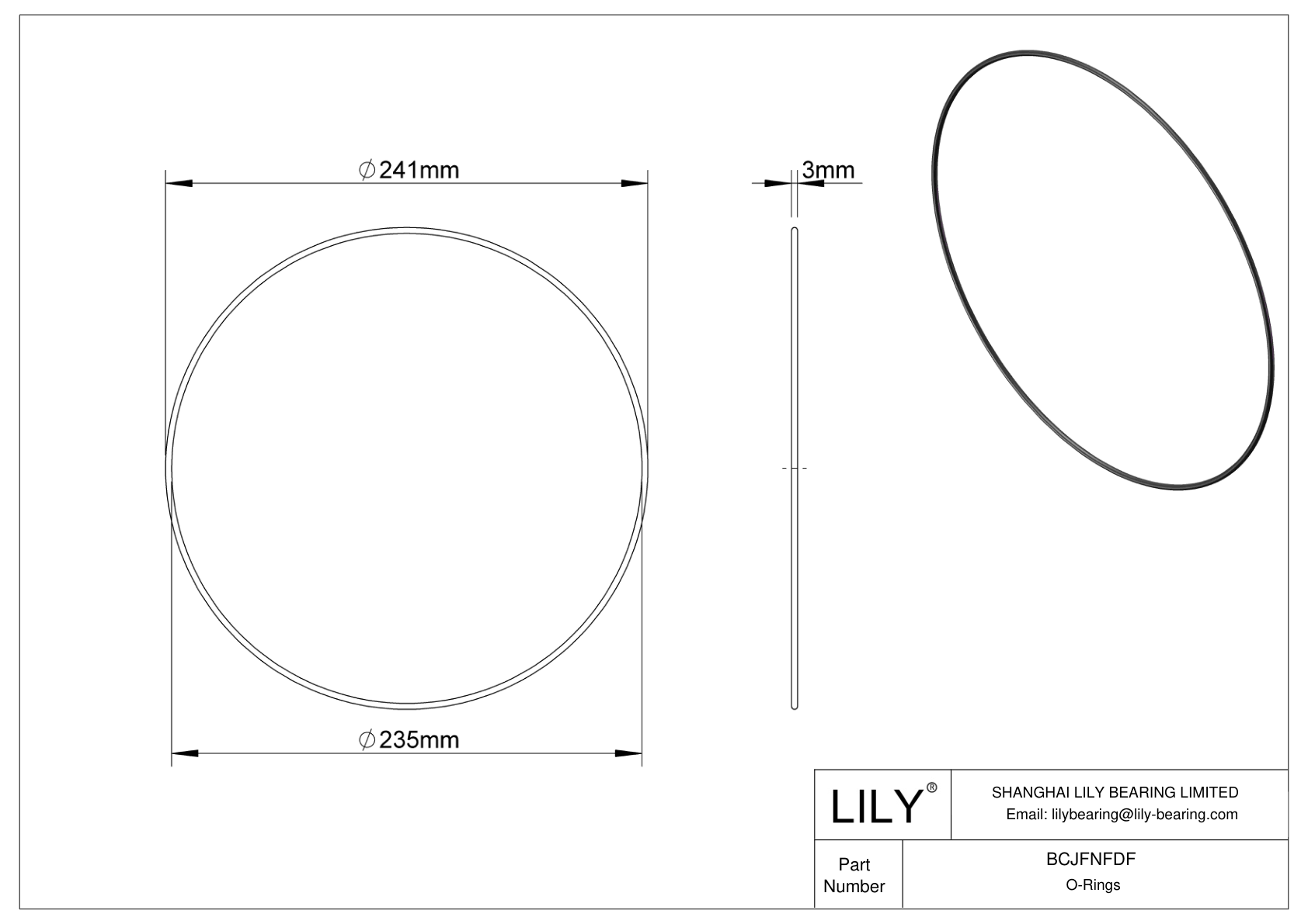 BCJFNFDF Chemical Resistant O-rings Round cad drawing