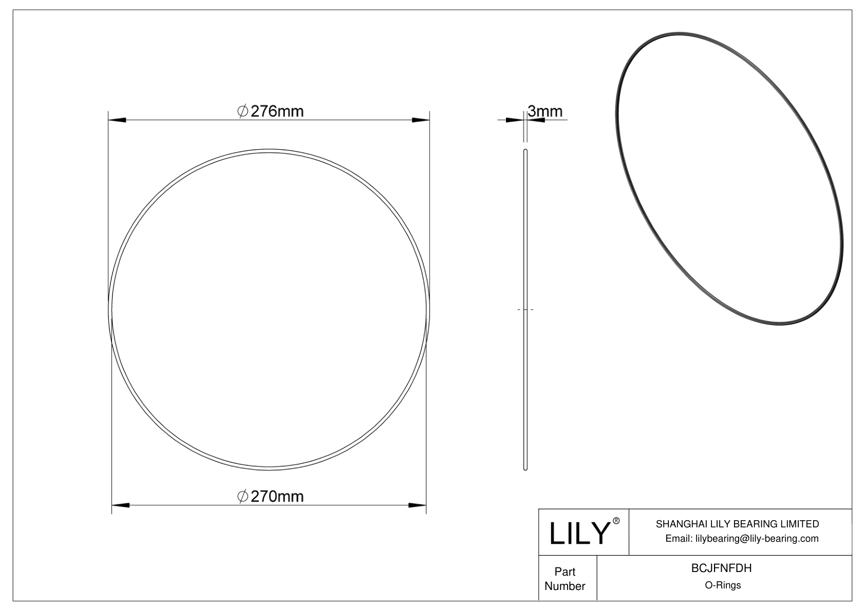 BCJFNFDH Chemical Resistant O-rings Round cad drawing