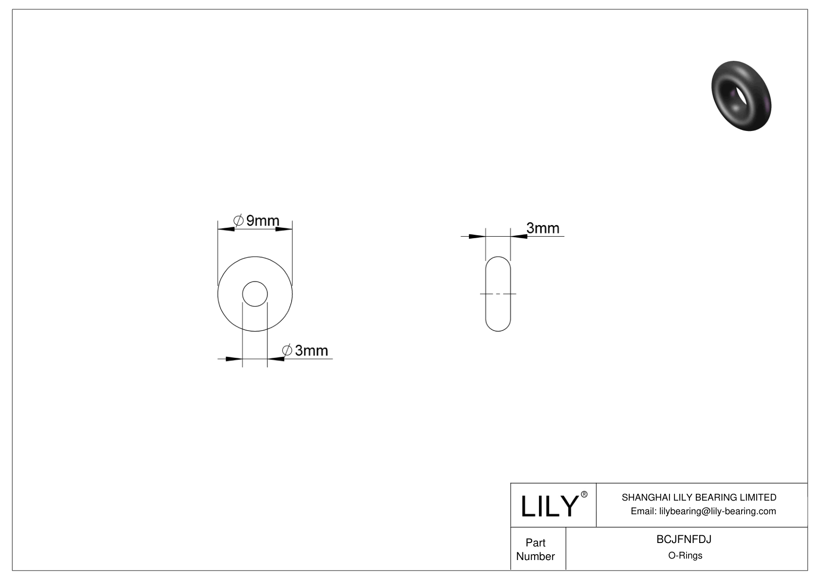 BCJFNFDJ Chemical Resistant O-rings Round cad drawing