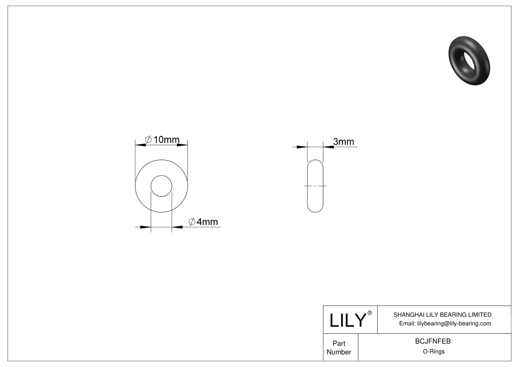 BCJFNFEB Chemical Resistant O-rings Round cad drawing