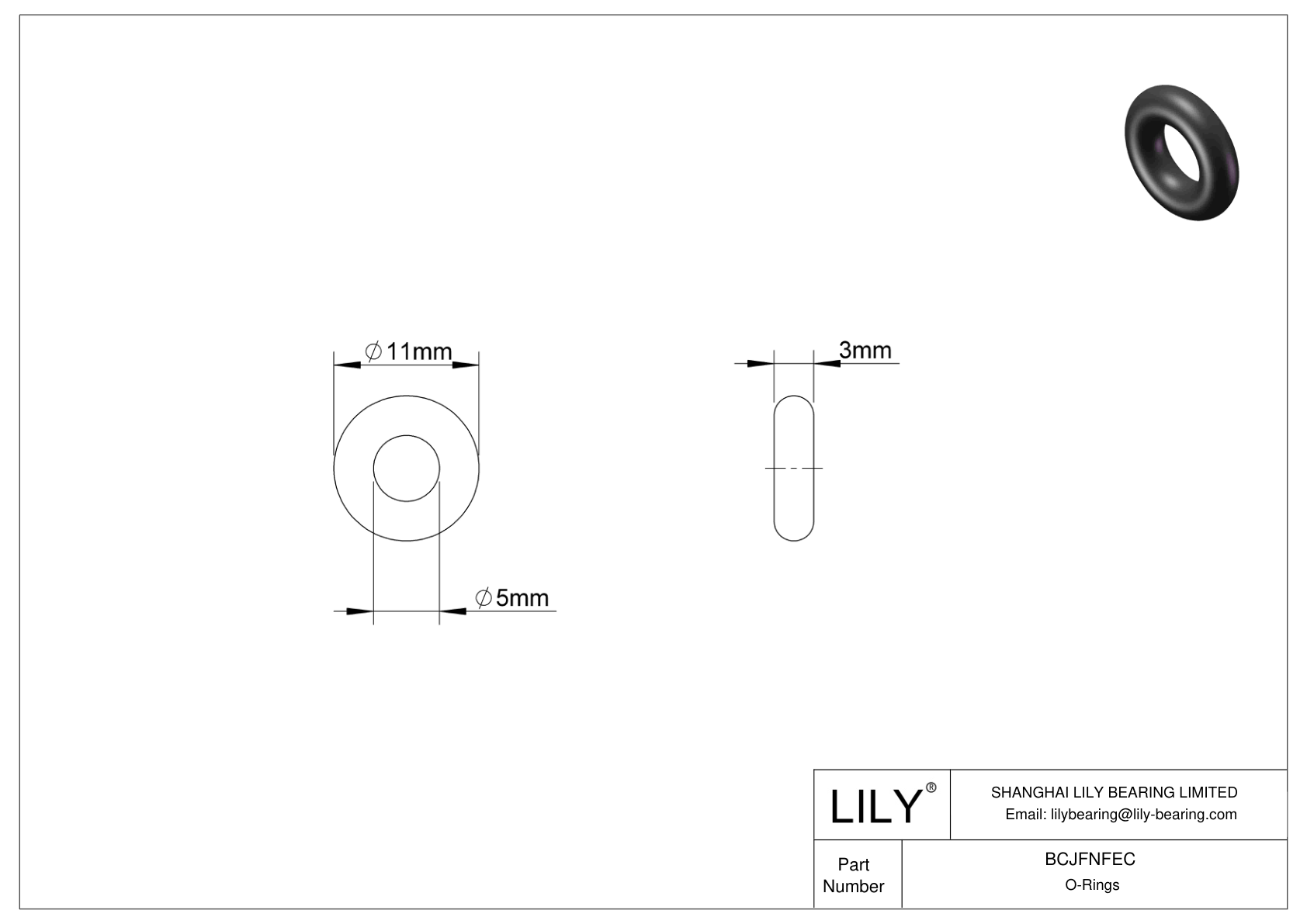 BCJFNFEC Chemical Resistant O-rings Round cad drawing