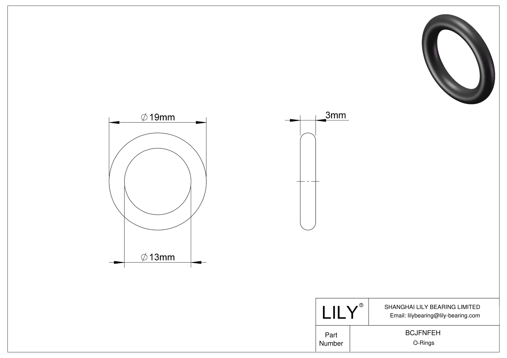 BCJFNFEH Chemical Resistant O-rings Round cad drawing