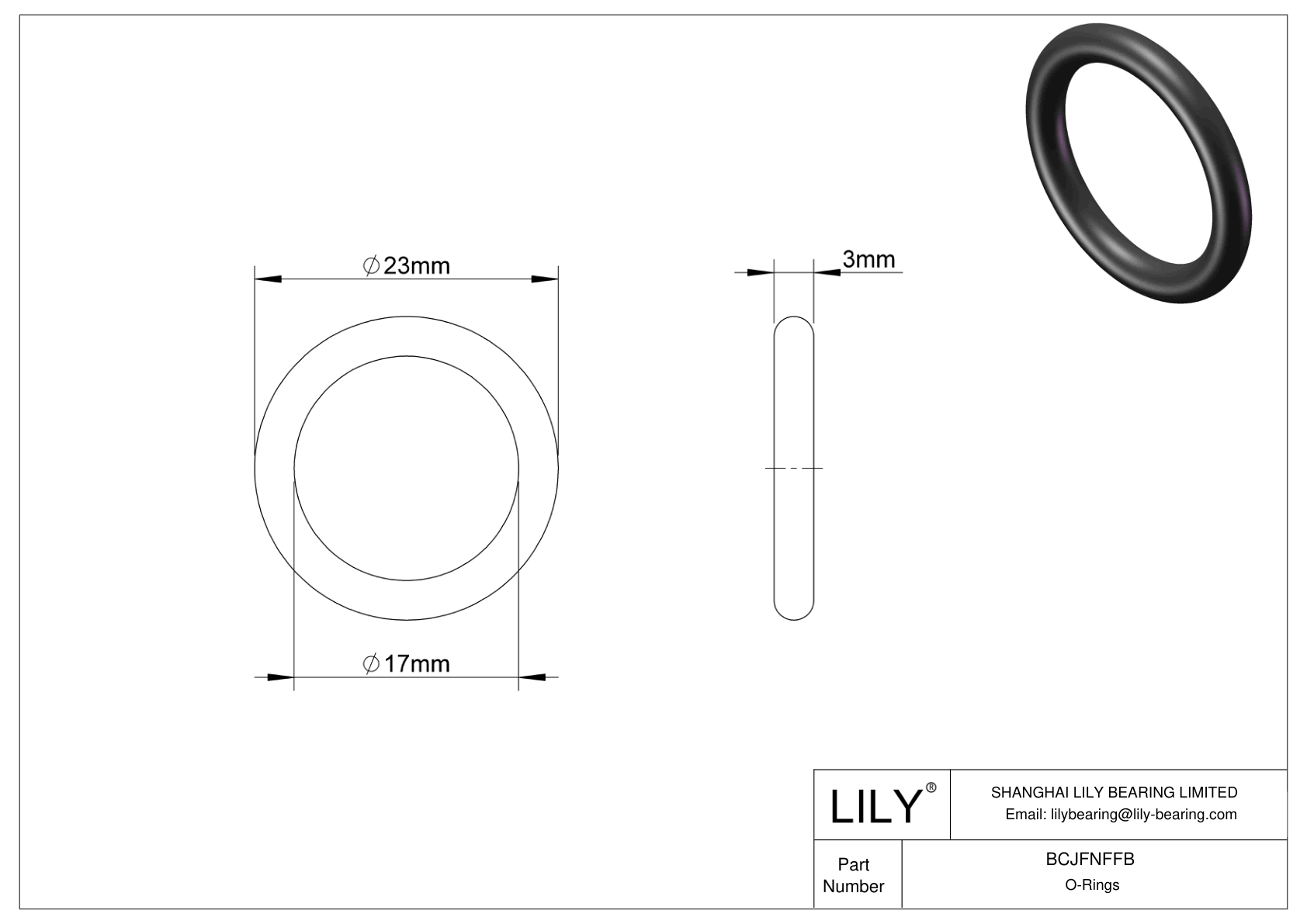 BCJFNFFB Chemical Resistant O-rings Round cad drawing