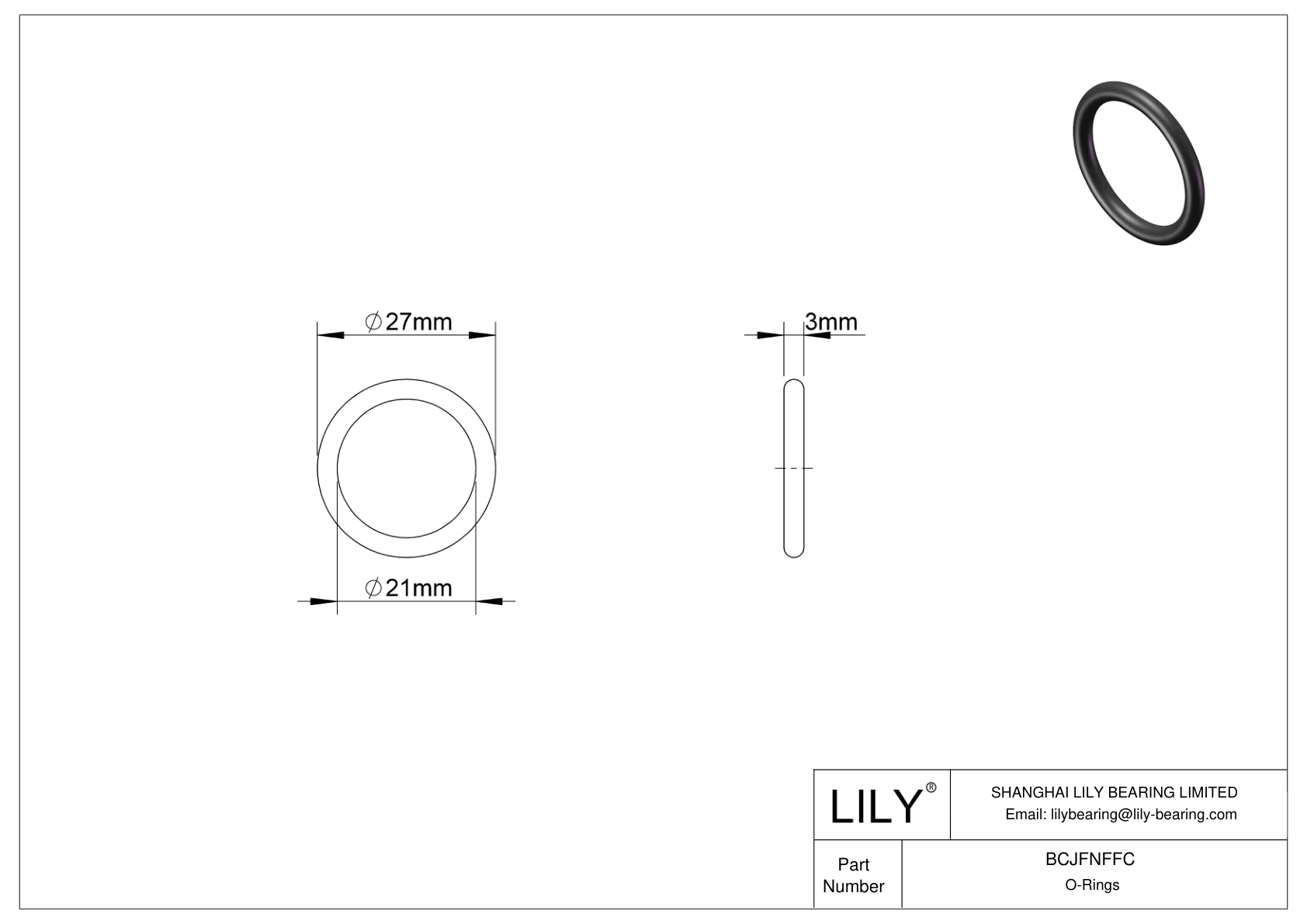 BCJFNFFC Chemical Resistant O-rings Round cad drawing